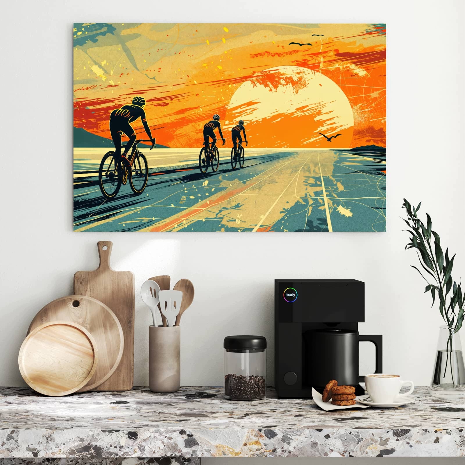 Magnetická tabule – obraz na zeď Cyklista západ slunce | 90 × 60 cm