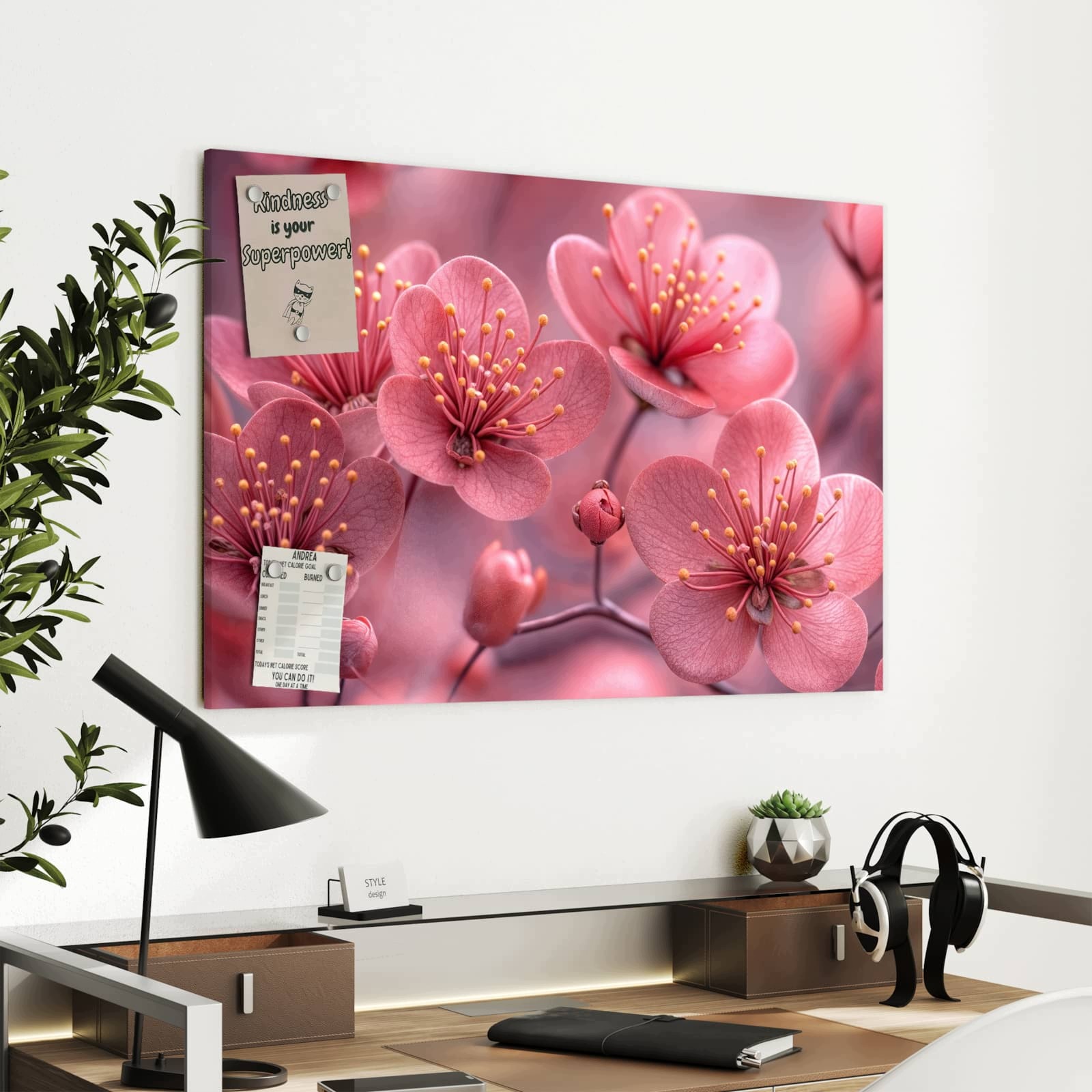 Magnetická tabule – obraz na zeď Květiny třešní – motiv 2 | 90 × 60 cm
