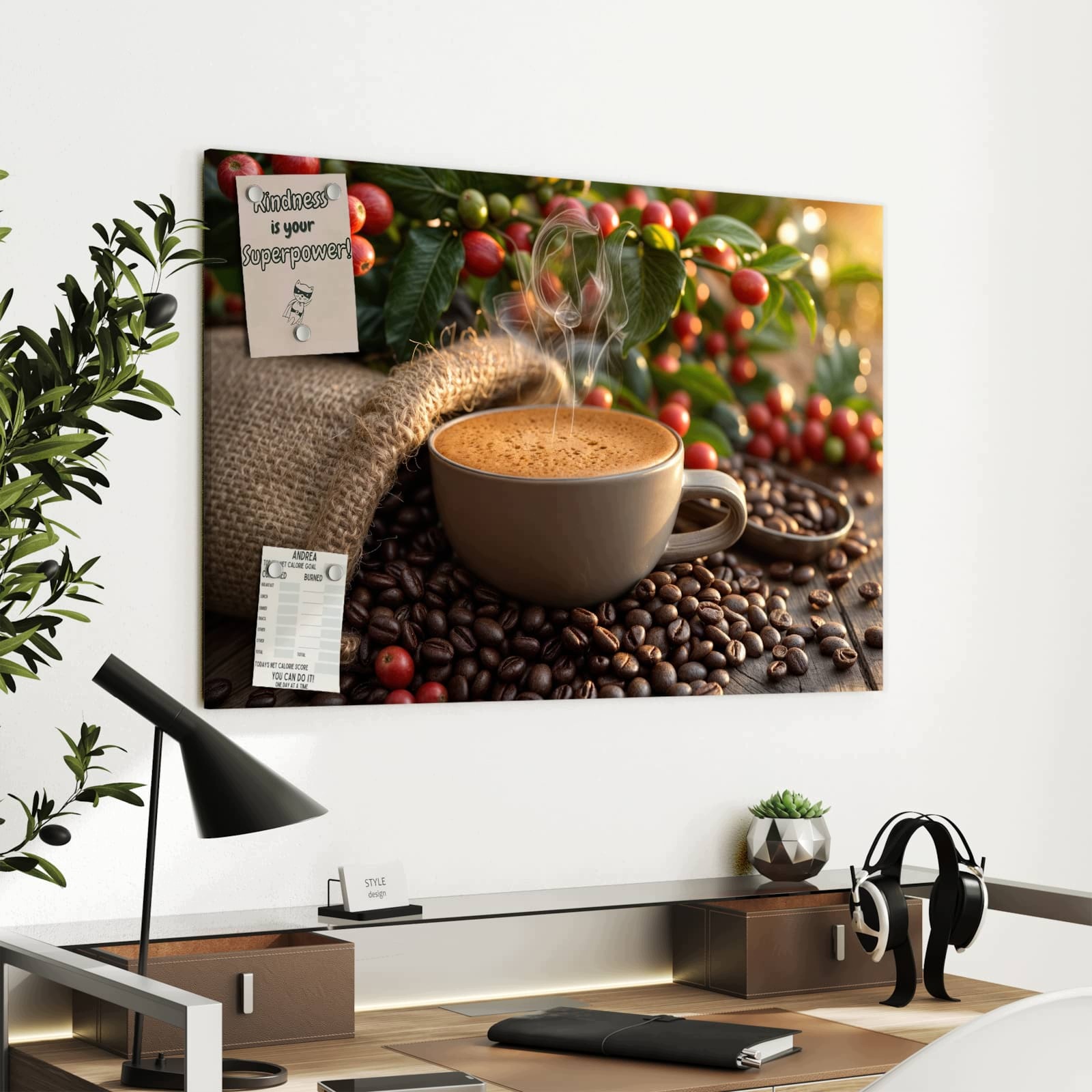 Magnetická tabule – obraz na zeď Sklizeň kávy | 90 × 60 cm
