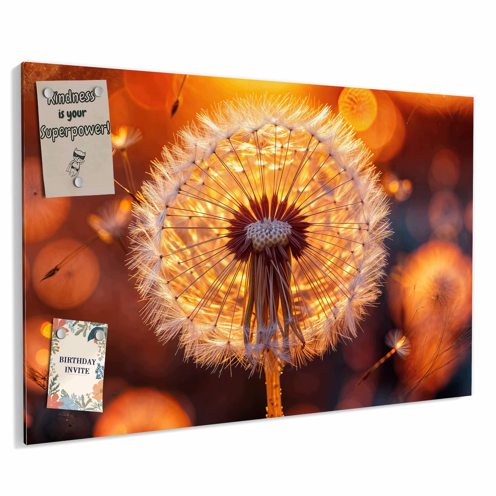 Magnetická tabule – obraz na zeď Zářící pampeliška lékařská | 60 × 40 cm