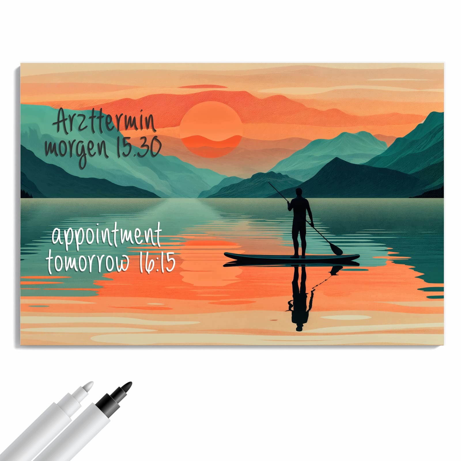 Magnetická tabule – obraz na zeď Západ slunce veslař | 90 × 60 cm