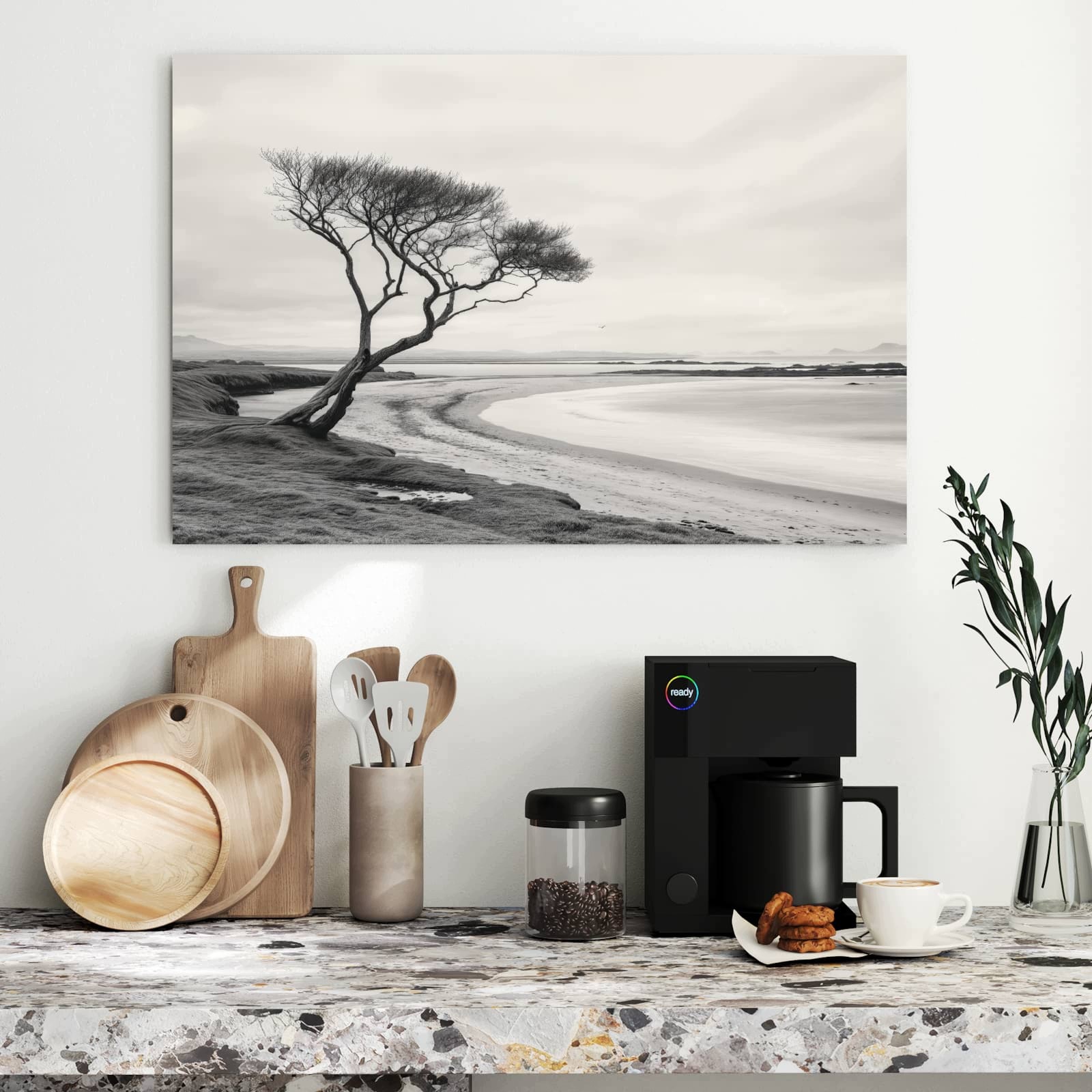 Magnetická tabule – obraz na zeď Osamělý strom moře | 90 × 60 cm