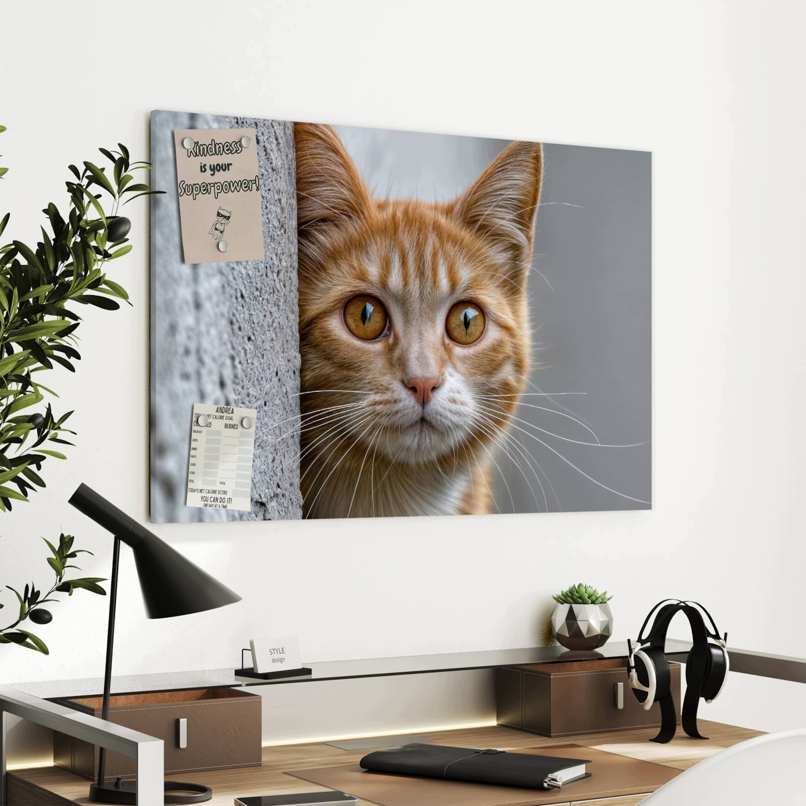Magnetická tabule – obraz na zeď Zvědavá kočka | 90 × 60 cm