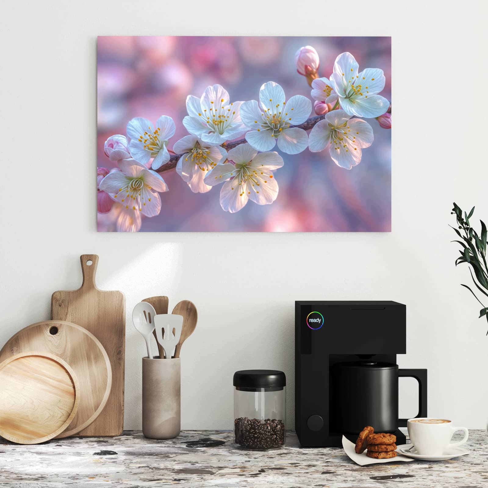 Magnetická tabule – obraz na zeď Větvička s růžovým květem | 60 × 40 cm