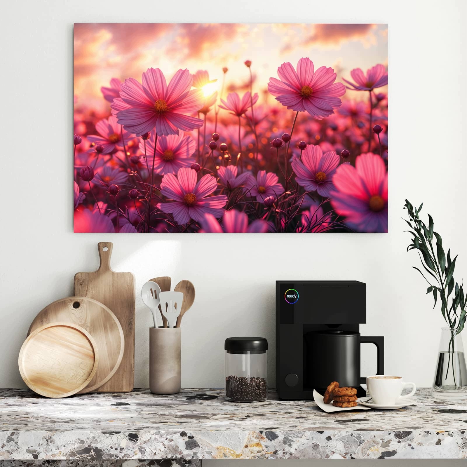 Magnetická tabule – obraz na zeď Pole květin při západu slunce | 90 × 60 cm