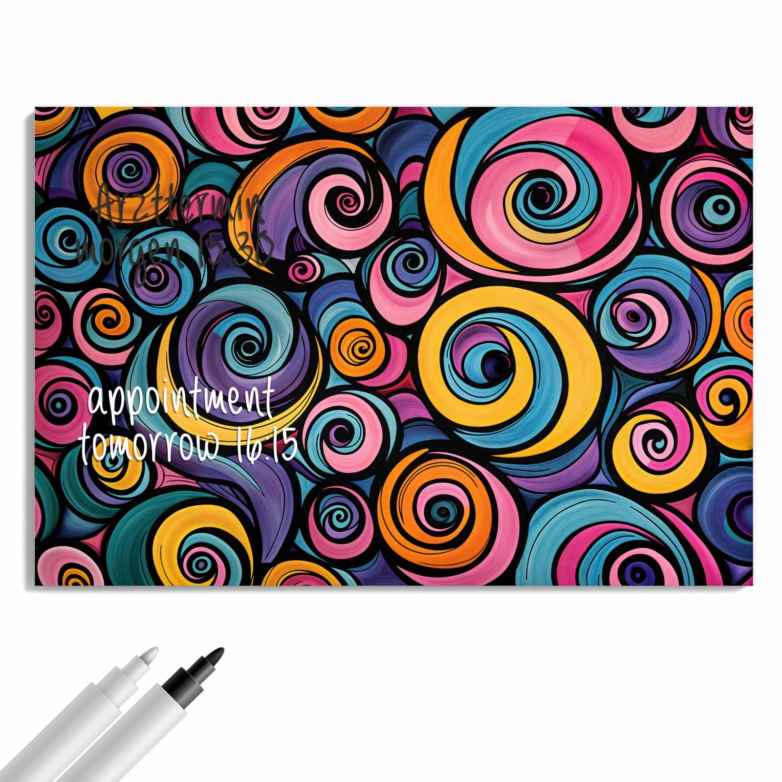 Magnetická tabule – obraz na zeď Barevné spirály | 90 × 60 cm