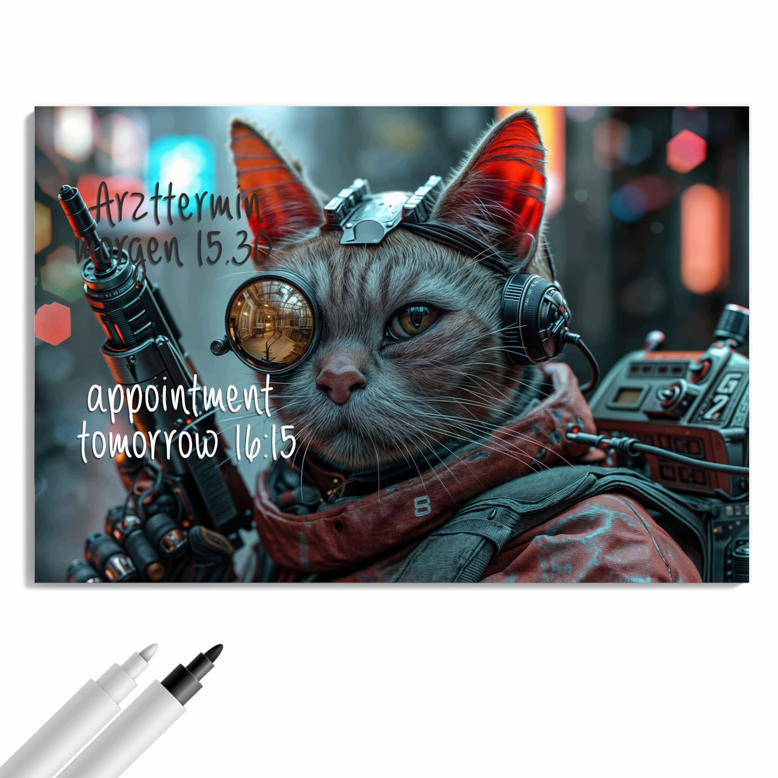 Magnetická tabule – obraz na zeď Kybernetická kočka – motiv 2 | 60 × 40 cm