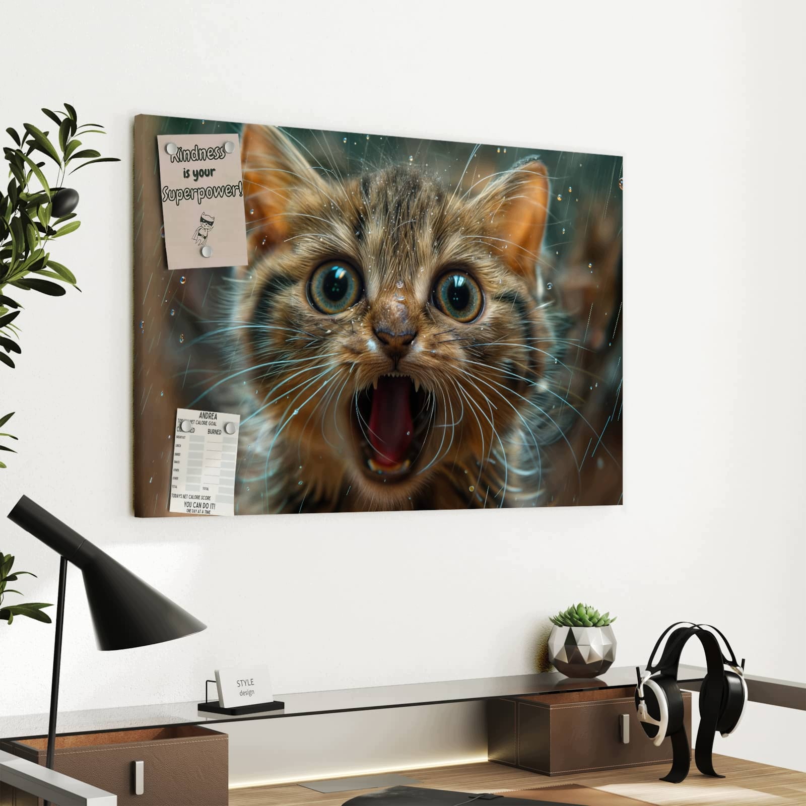 Magnetická tabule – obraz na zeď Mokrá kočka | 60 × 40 cm