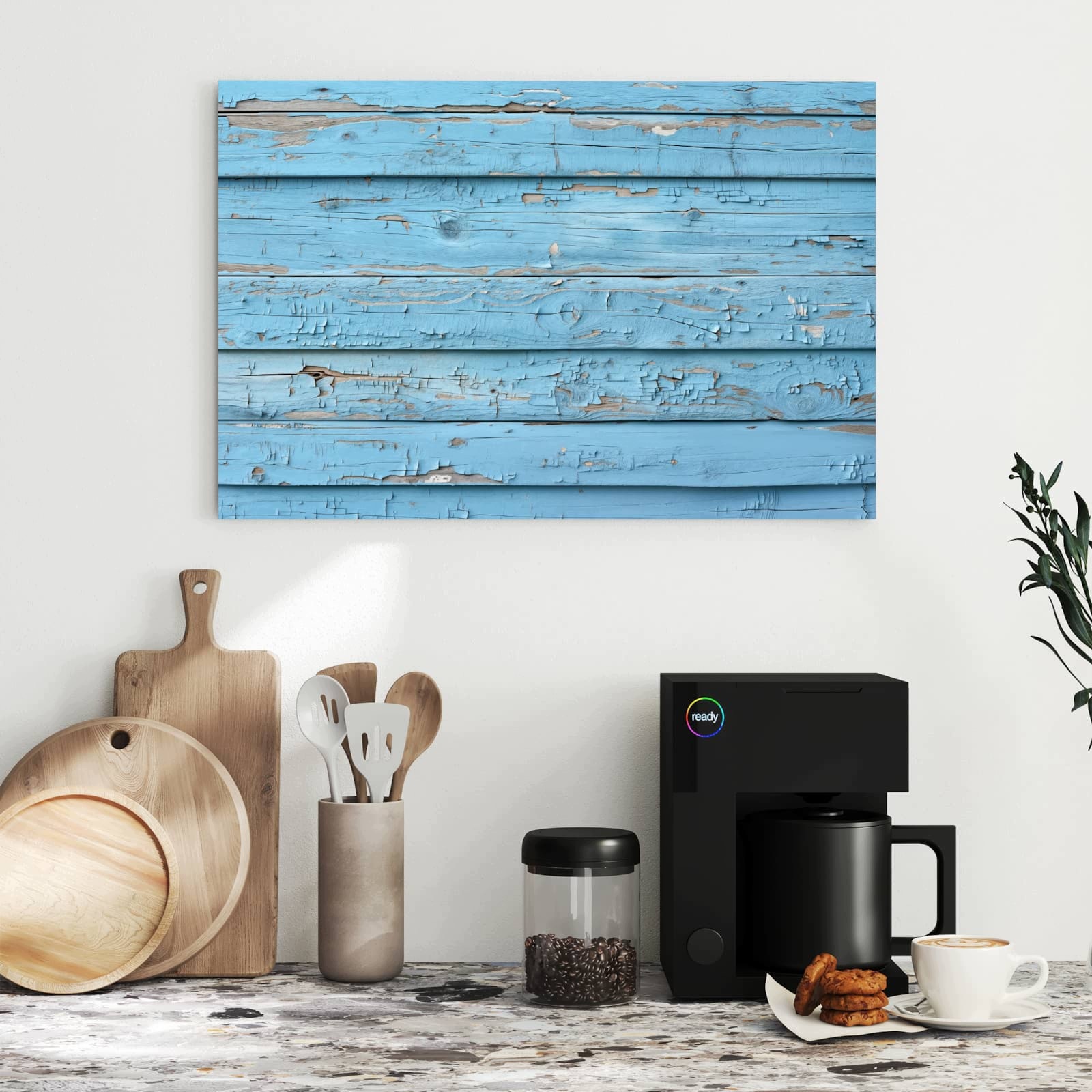 Magnetická tabule – obraz na zeď Modré vintage dřevo | 60 × 40 cm