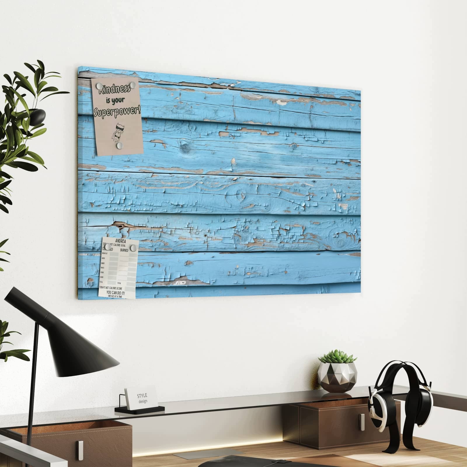 Magnetická tabule – obraz na zeď Modré vintage dřevo | 60 × 40 cm