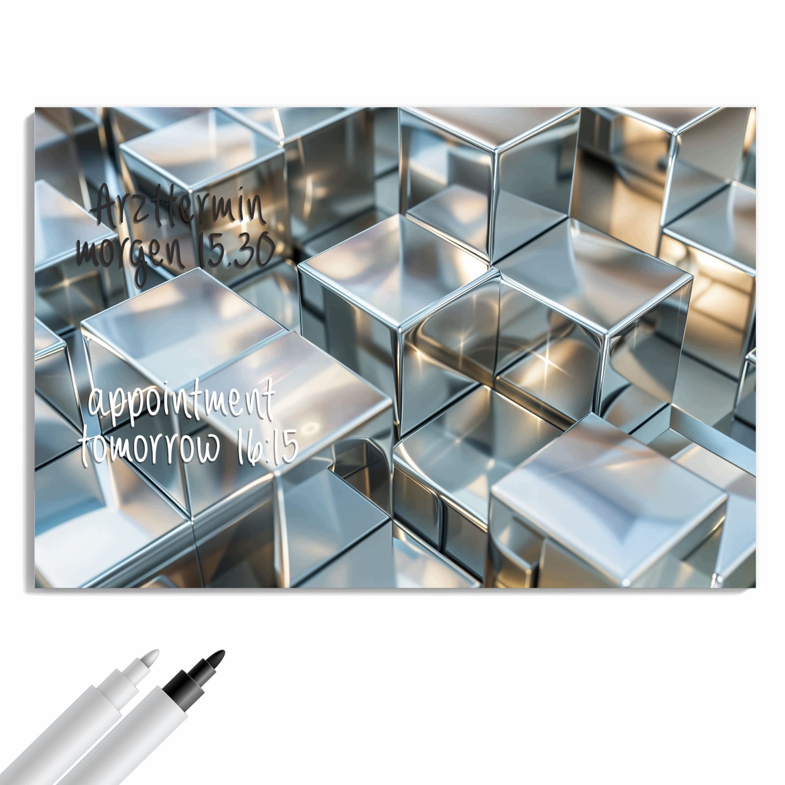 Magnetická tabule – obraz na zeď Kovové kostky | 90 × 60 cm
