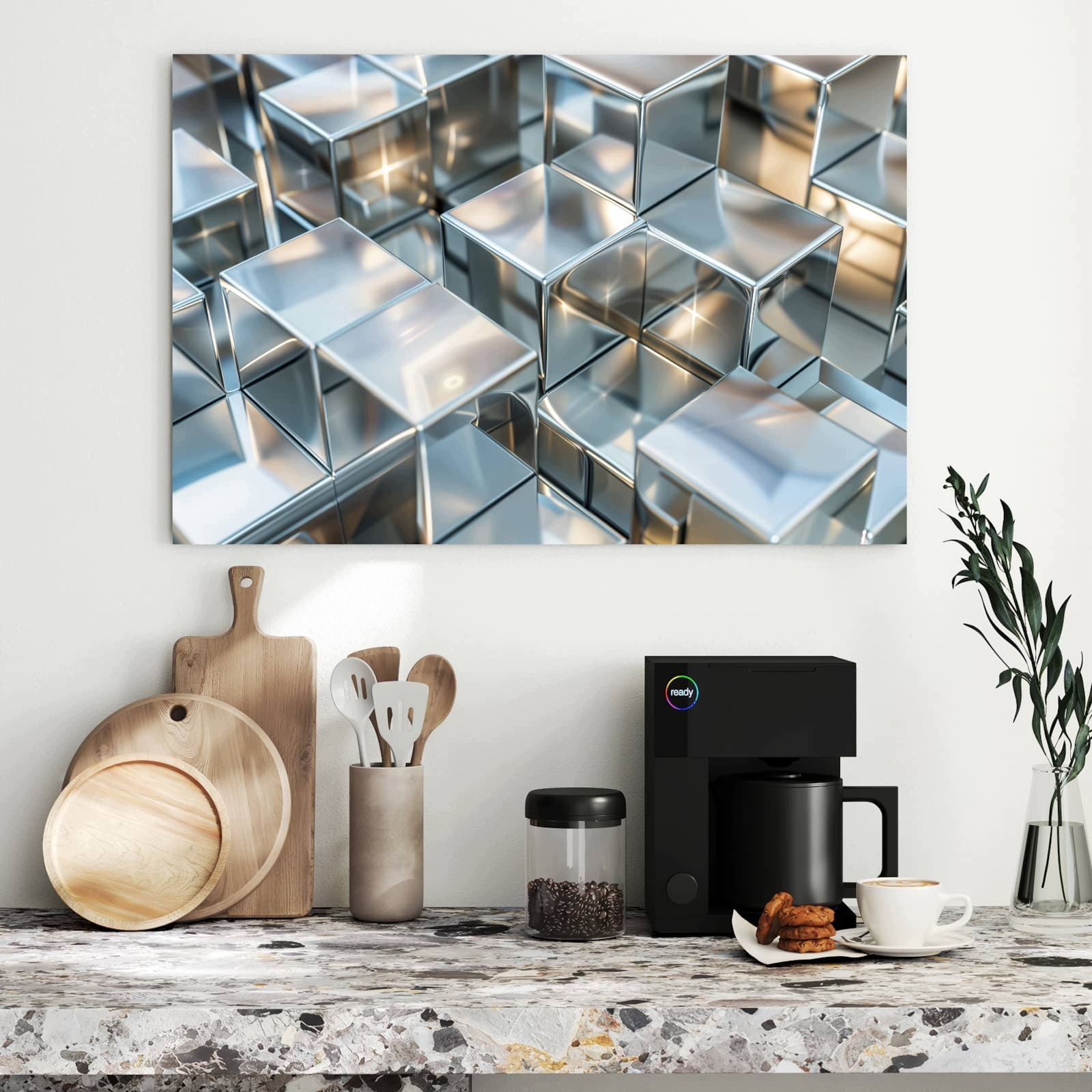 Magnetická tabule – obraz na zeď Kovové kostky | 90 × 60 cm
