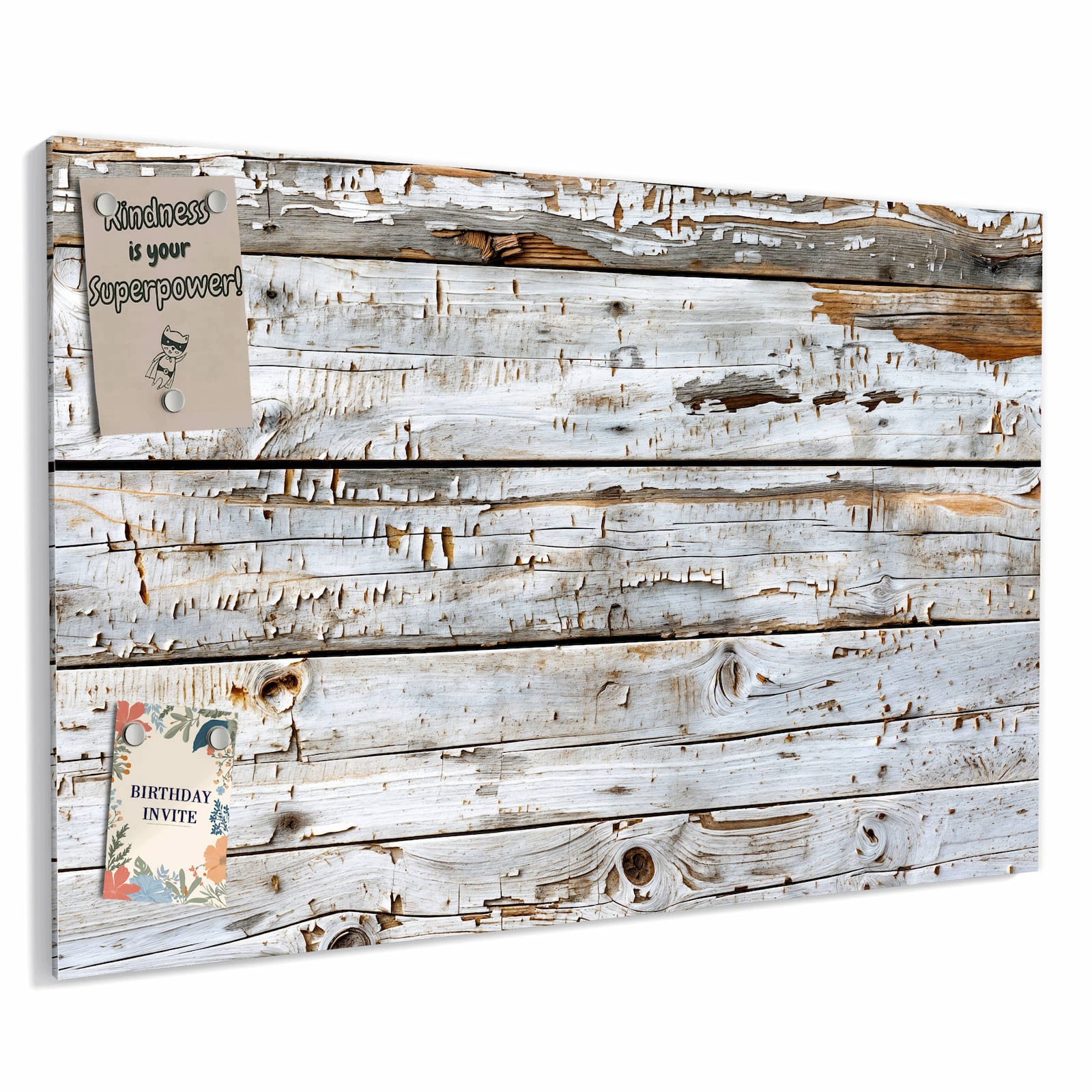 Magnetická tabule – obraz na zeď Bílá patina dřeva | 90 × 60 cm