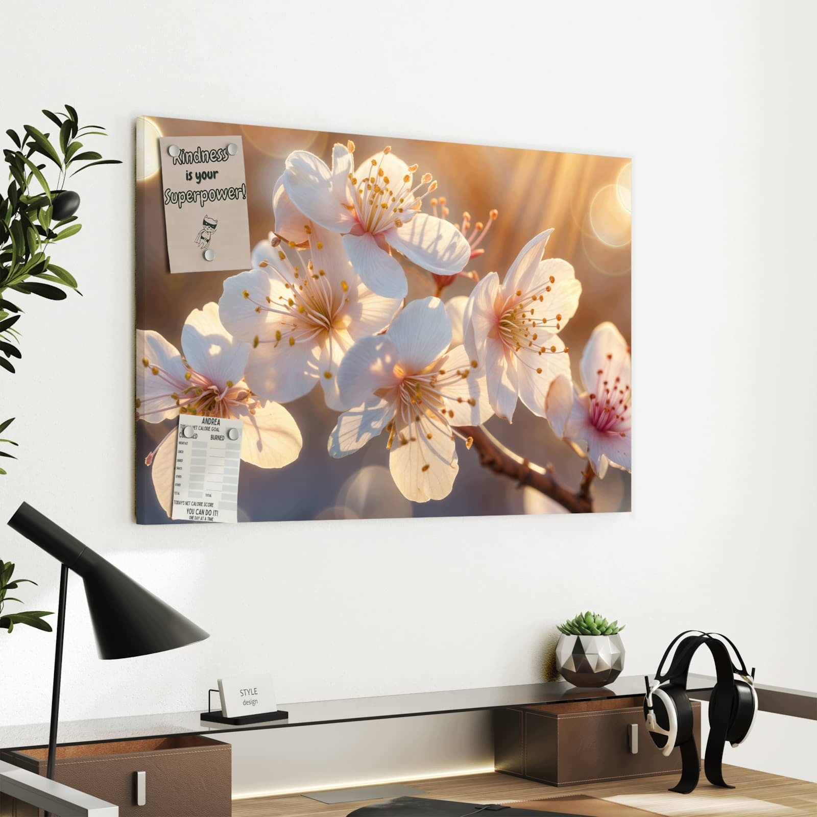 Magnetická tabule – obraz na zeď Květiny ve slunečním světle – motiv 1 | 60 × 40 cm