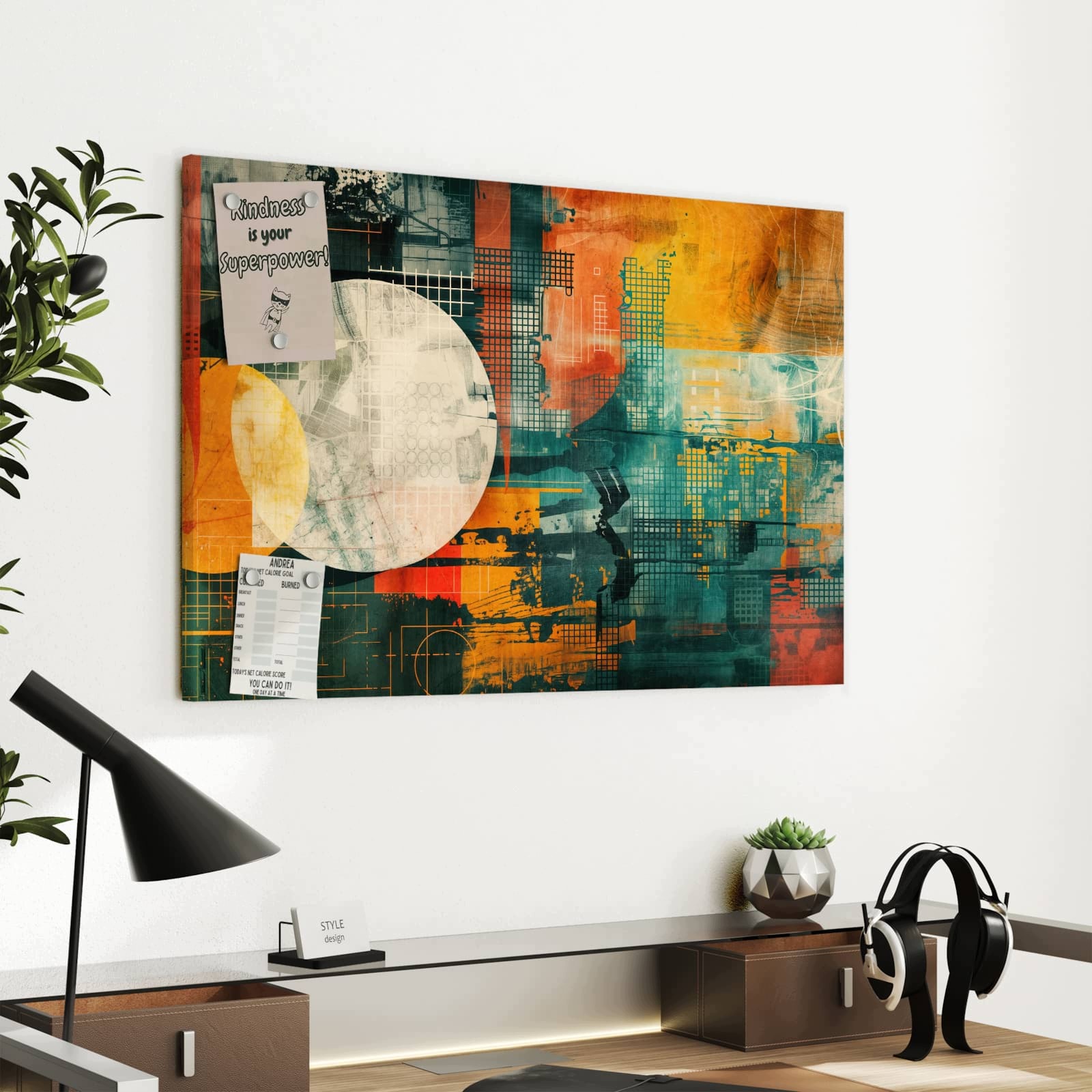 Magnetická tabule – obraz na zeď Barevné geometrické umění | 60 × 40 cm