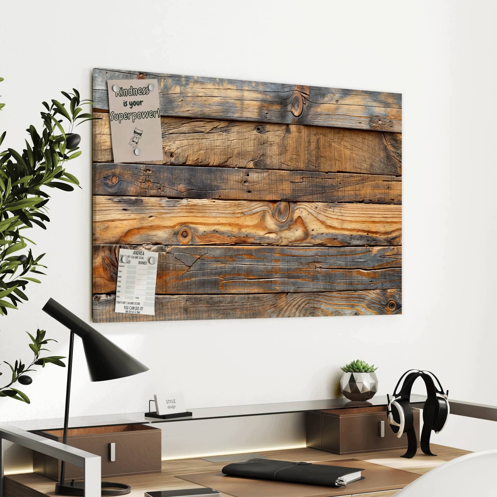 Magnetická tabule – obraz na zeď Efekt dřevěné stěny | 90 × 60 cm