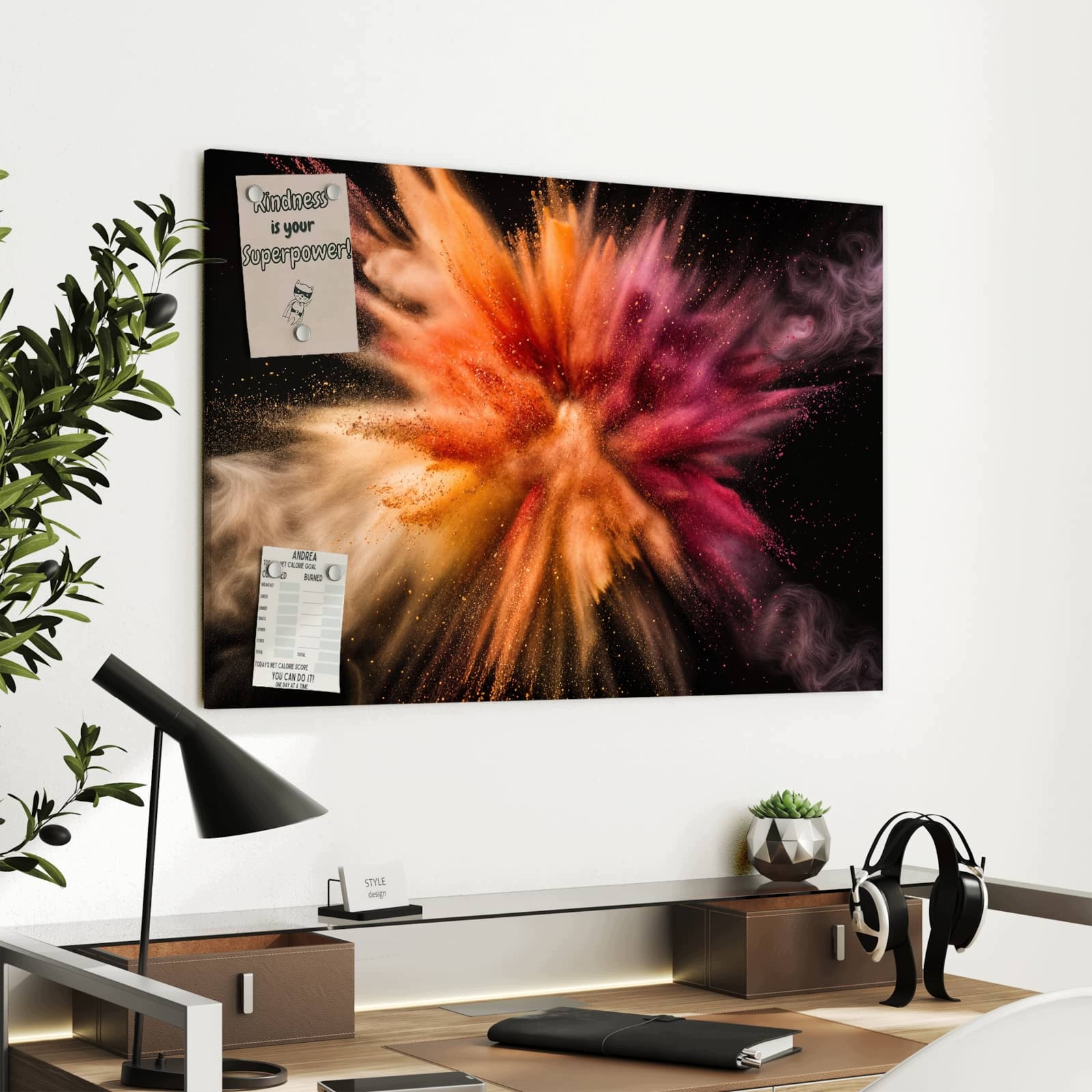 Magnetická tabule – obraz na zeď Jemné exploze barev | 90 × 60 cm