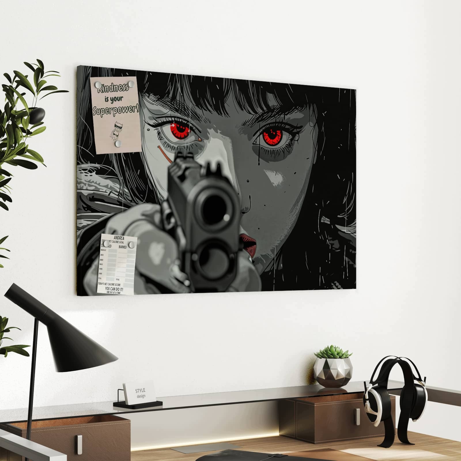 Magnetická tabule – obraz na zeď Pohled přes střelnou zbraň | 60 × 40 cm