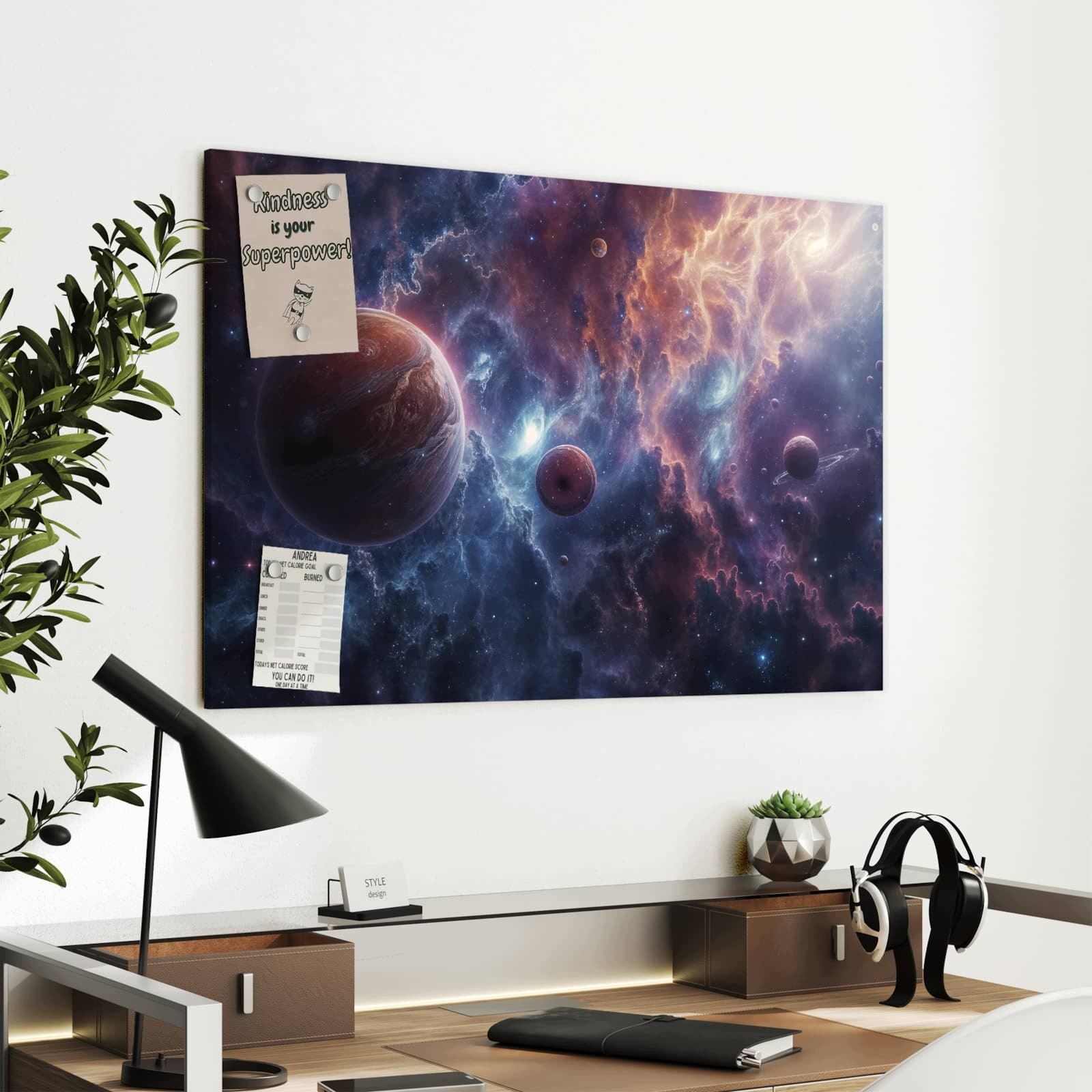 Magnetická tabule – obraz na zeď Galaktické světy | 90 × 60 cm
