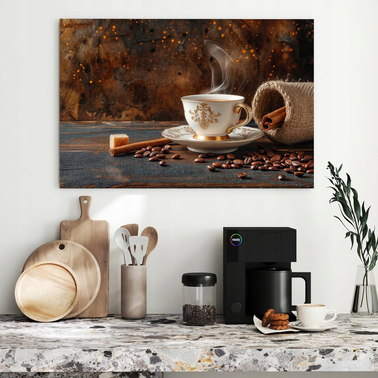 Magnetická tabule – obraz na zeď Káva a skořice – motiv 2 | 90 × 60 cm