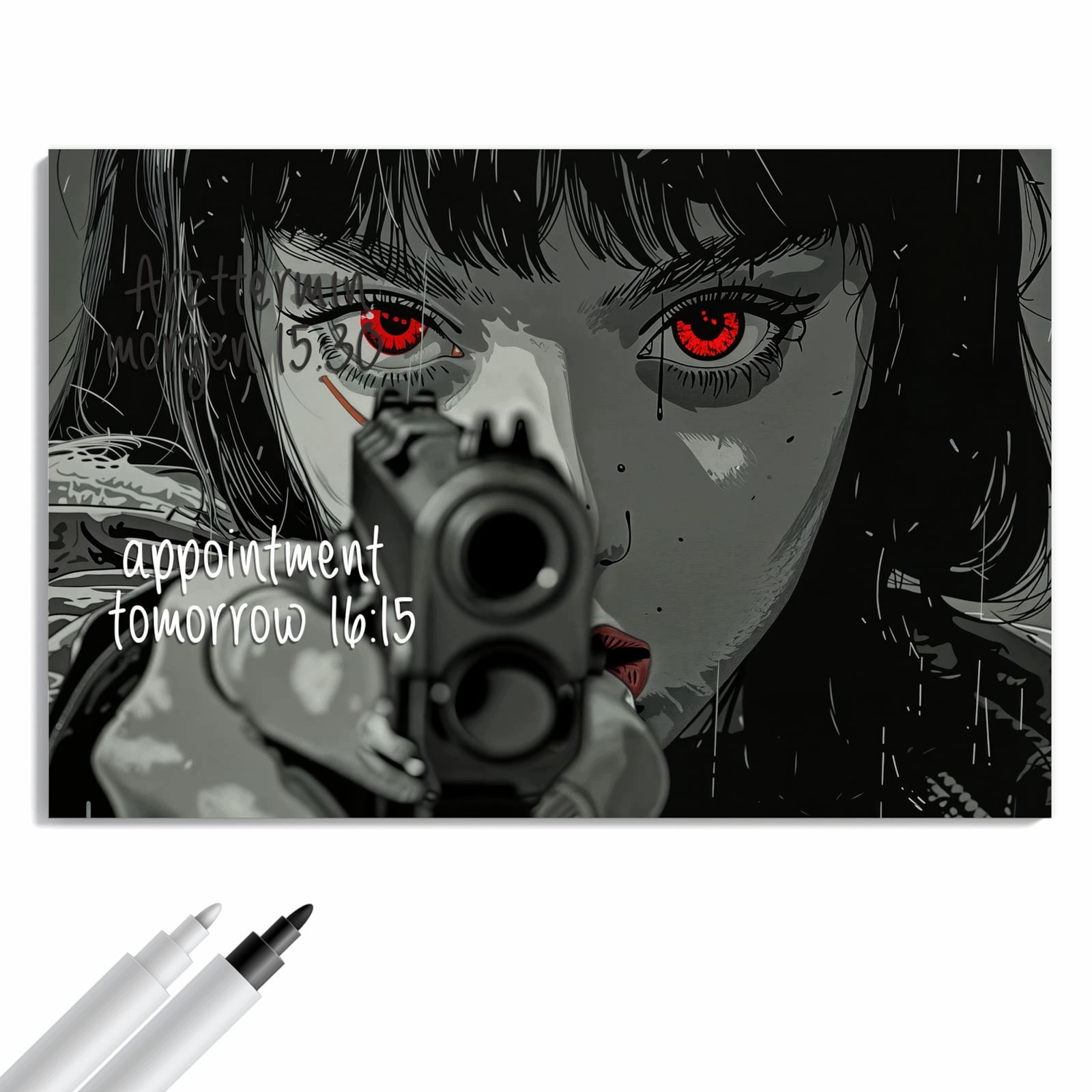 Magnetická tabule – obraz na zeď Pohled přes střelnou zbraň | 90 × 60 cm