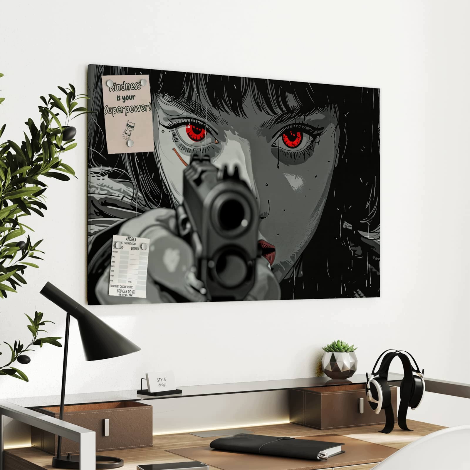 Magnetická tabule – obraz na zeď Pohled přes střelnou zbraň | 90 × 60 cm