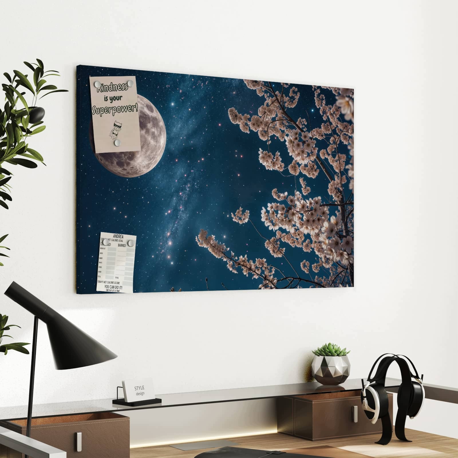 Magnetická tabule – obraz na zeď Květiny v měsíčním světle | 60 × 40 cm