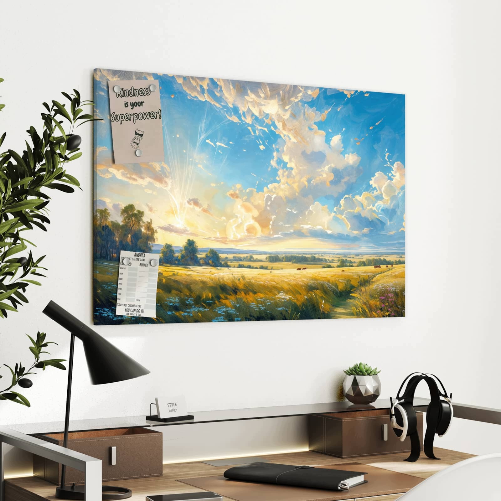 Magnetická tabule – obraz na zeď Krajina s mraky | 90 × 60 cm