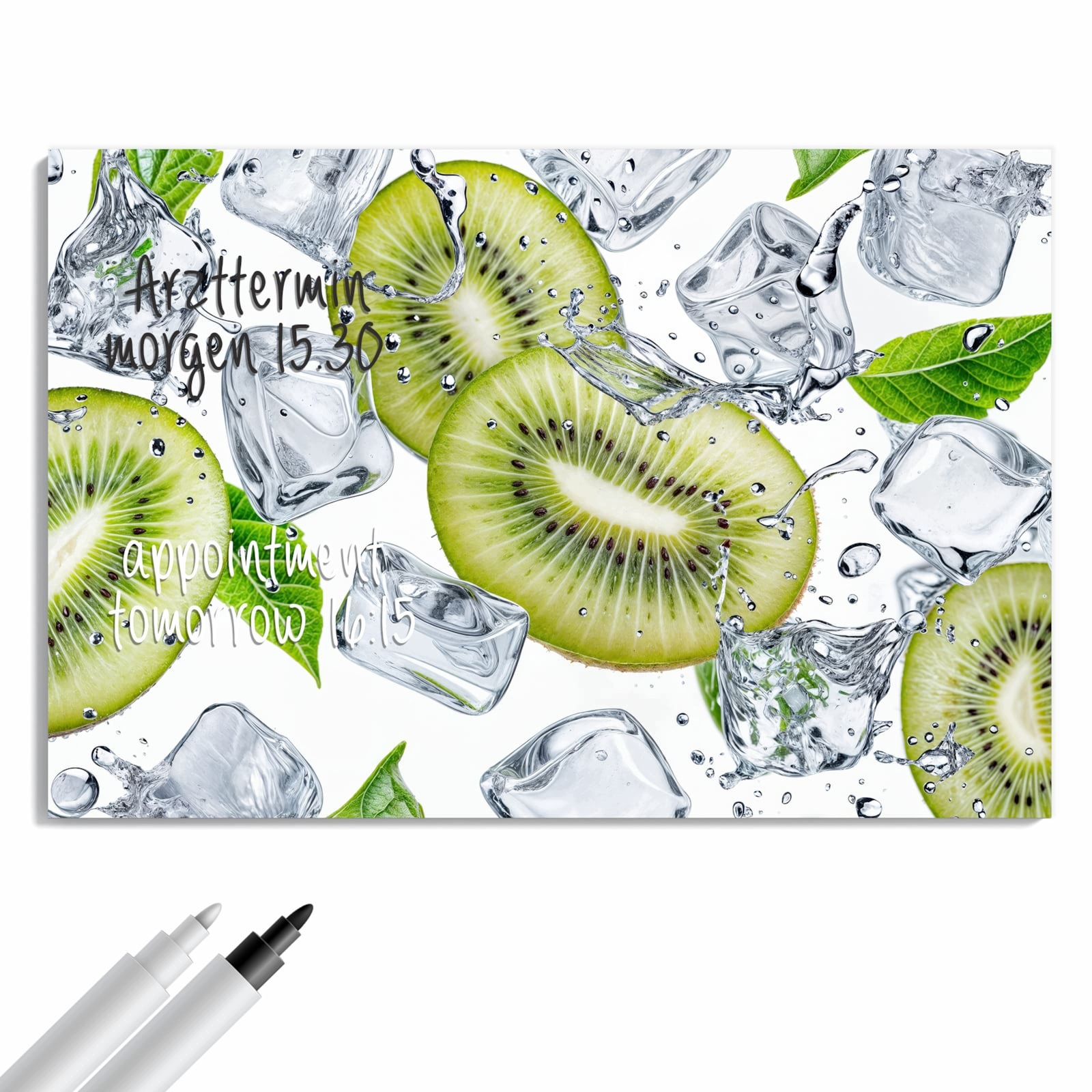 Magnetická tabule – obraz na zeď Kiwi s kostkami ledu | 60 × 40 cm