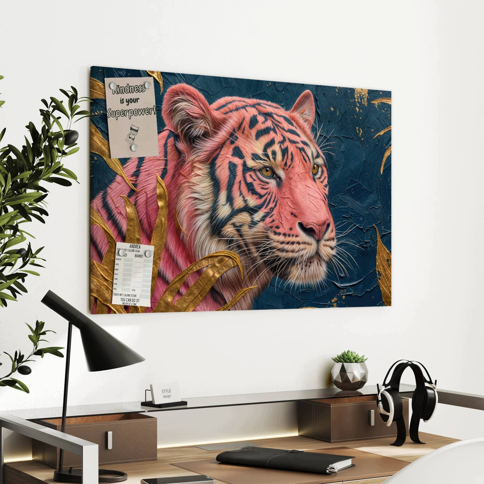Magnetická tabule – obraz na zeď Tygr portrét | 90 × 60 cm