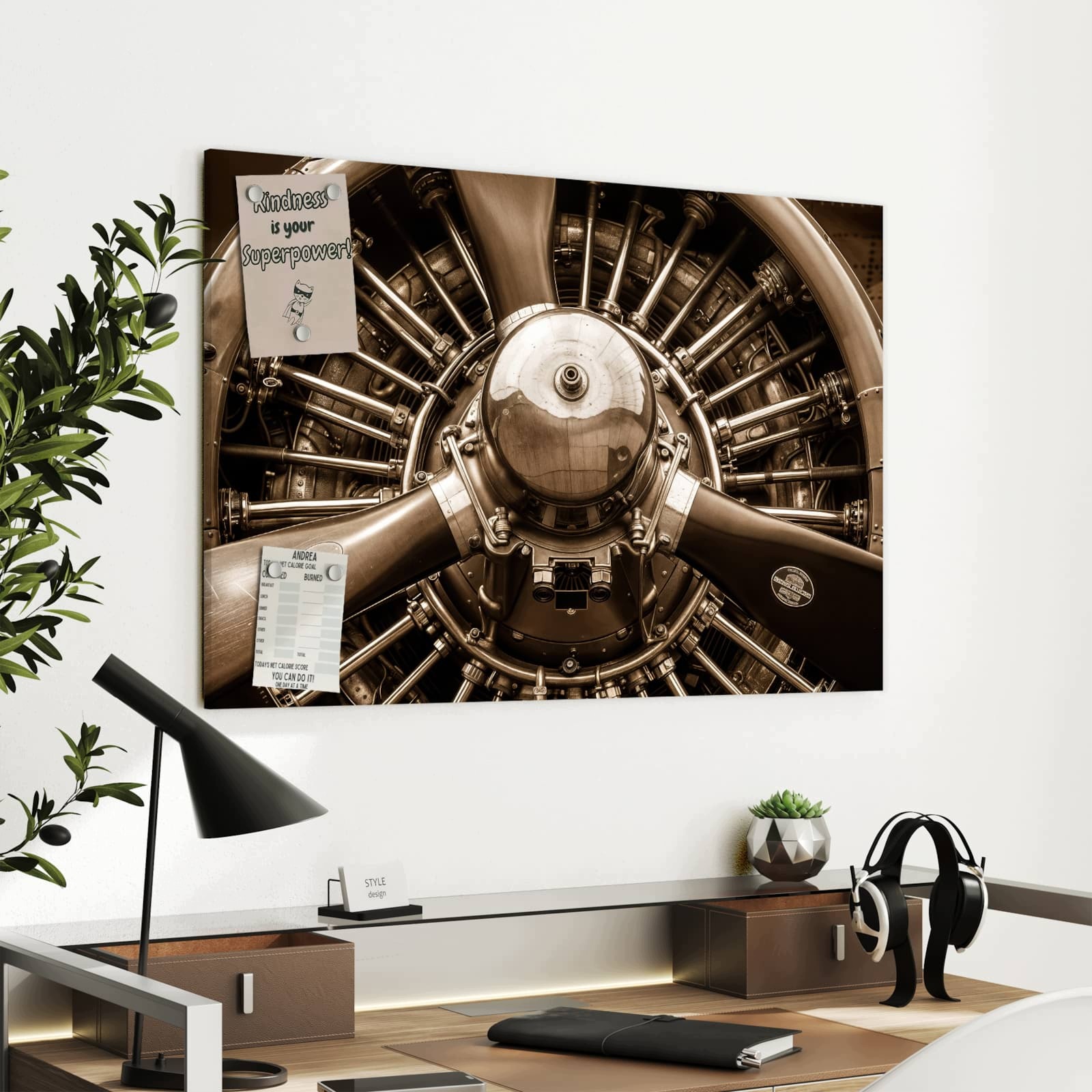 Magnetická tabule – obraz na zeď Detail motoru letadla | 90 × 60 cm
