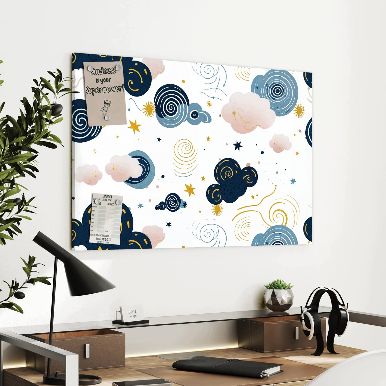 Magnetická tabule – obraz na zeď Vířící mraky design | 90 × 60 cm