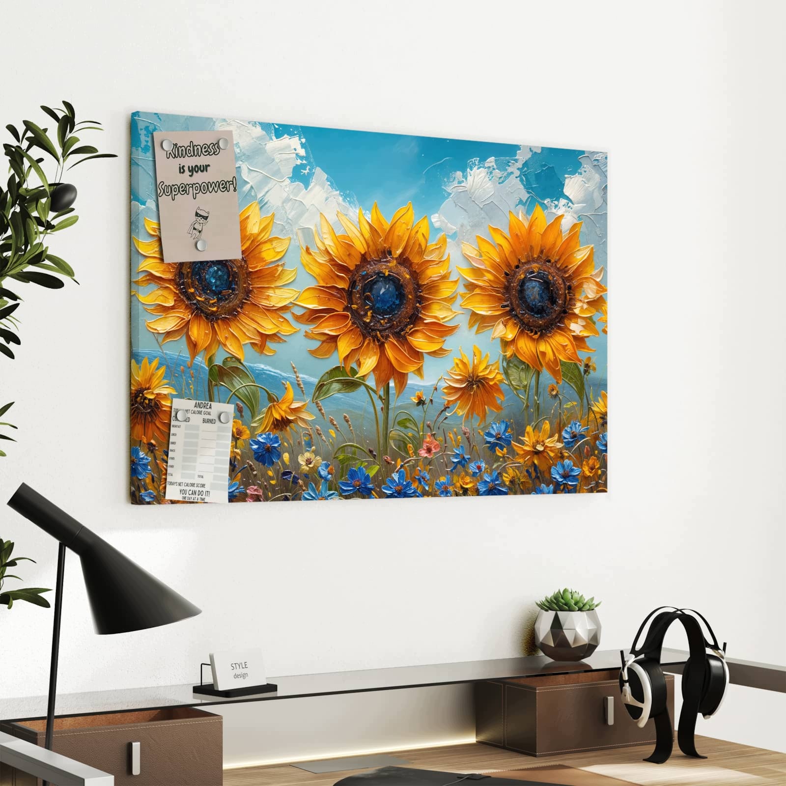 Magnetická tabule – obraz na zeď Louka se slunečnicemi | 60 × 40 cm