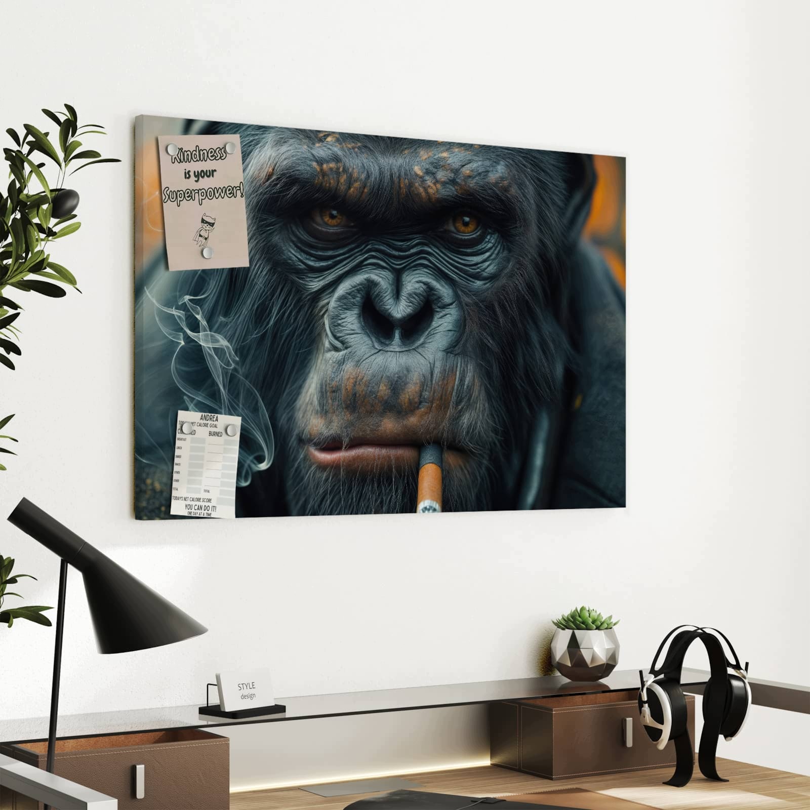 Magnetická tabule – obraz na zeď Kouřící opice | 60 × 40 cm