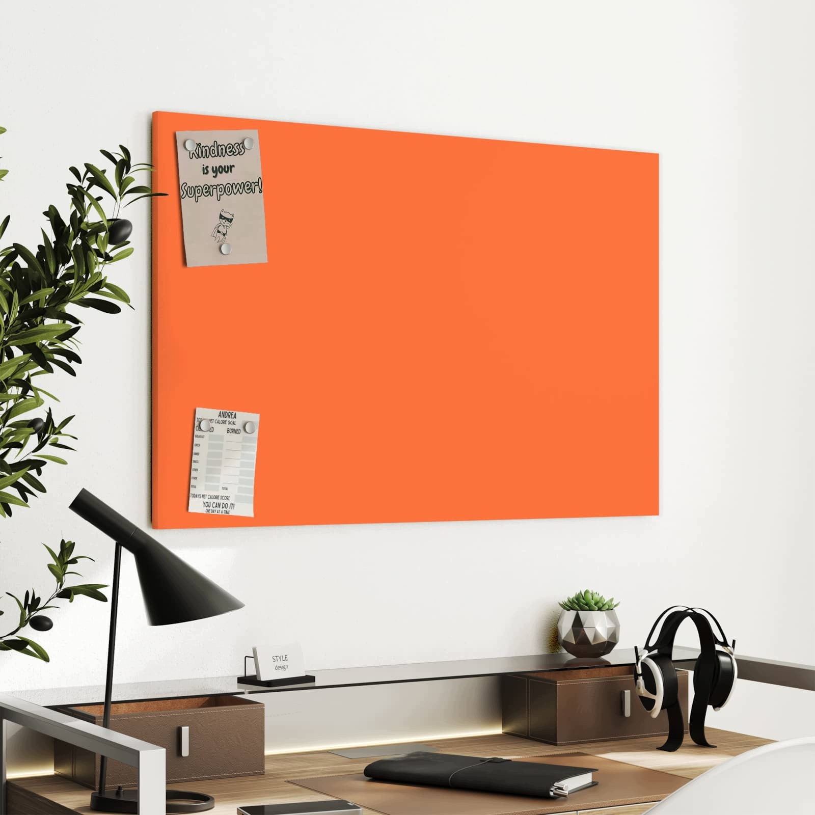 Magnetická tabule – obraz na zeď Tmavě oranžové pozadí I | 90 × 60 cm