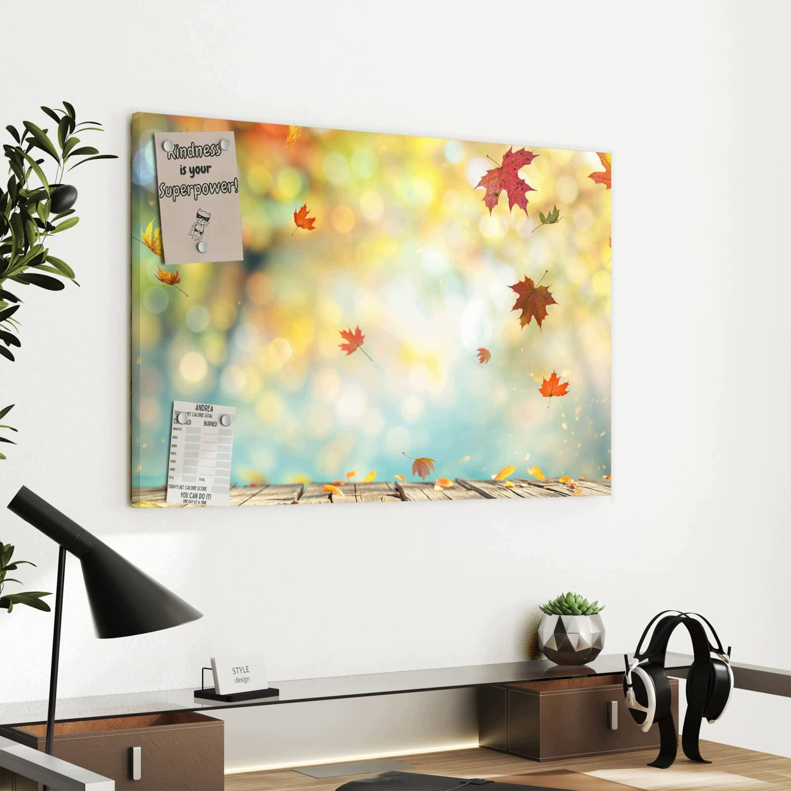 Magnetická tabule – obraz na zeď Podzimní listy les | 60 × 40 cm