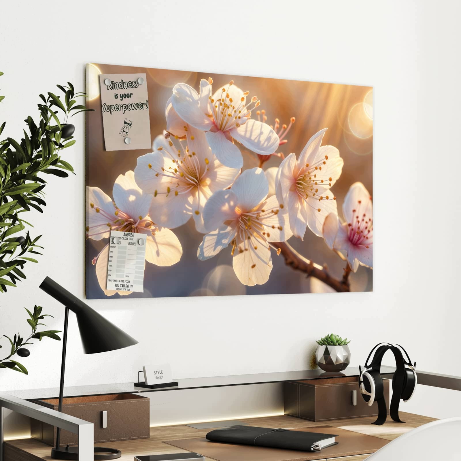 Magnetická tabule – obraz na zeď Květiny ve slunečním světle – motiv 1 | 90 × 60 cm