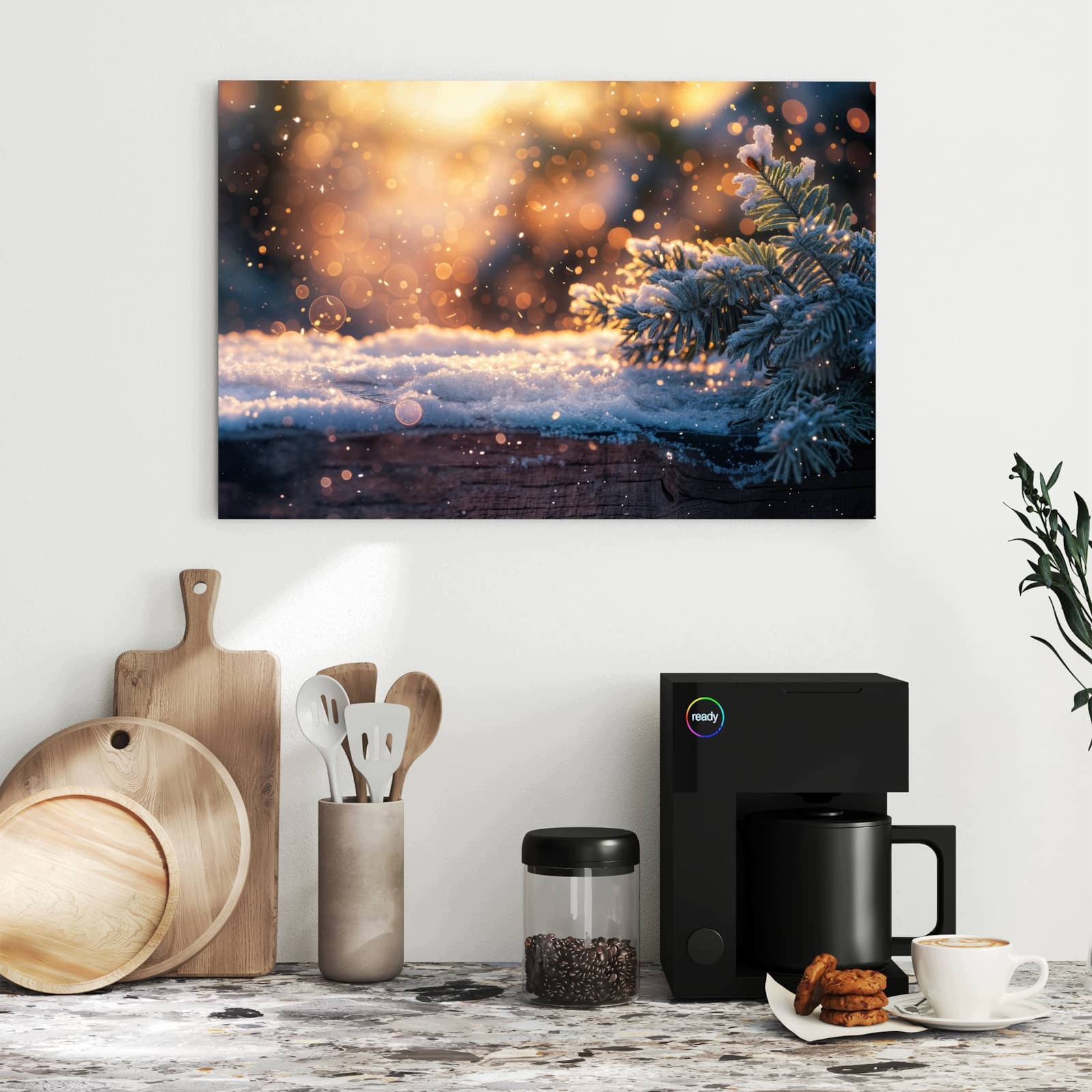 Magnetická tabule – obraz na zeď Zimní větvička ve sněhu | 60 × 40 cm