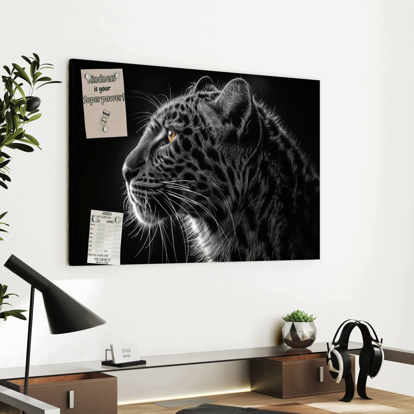 Magnetická tabule – obraz na zeď Leopard silueta | 60 × 40 cm
