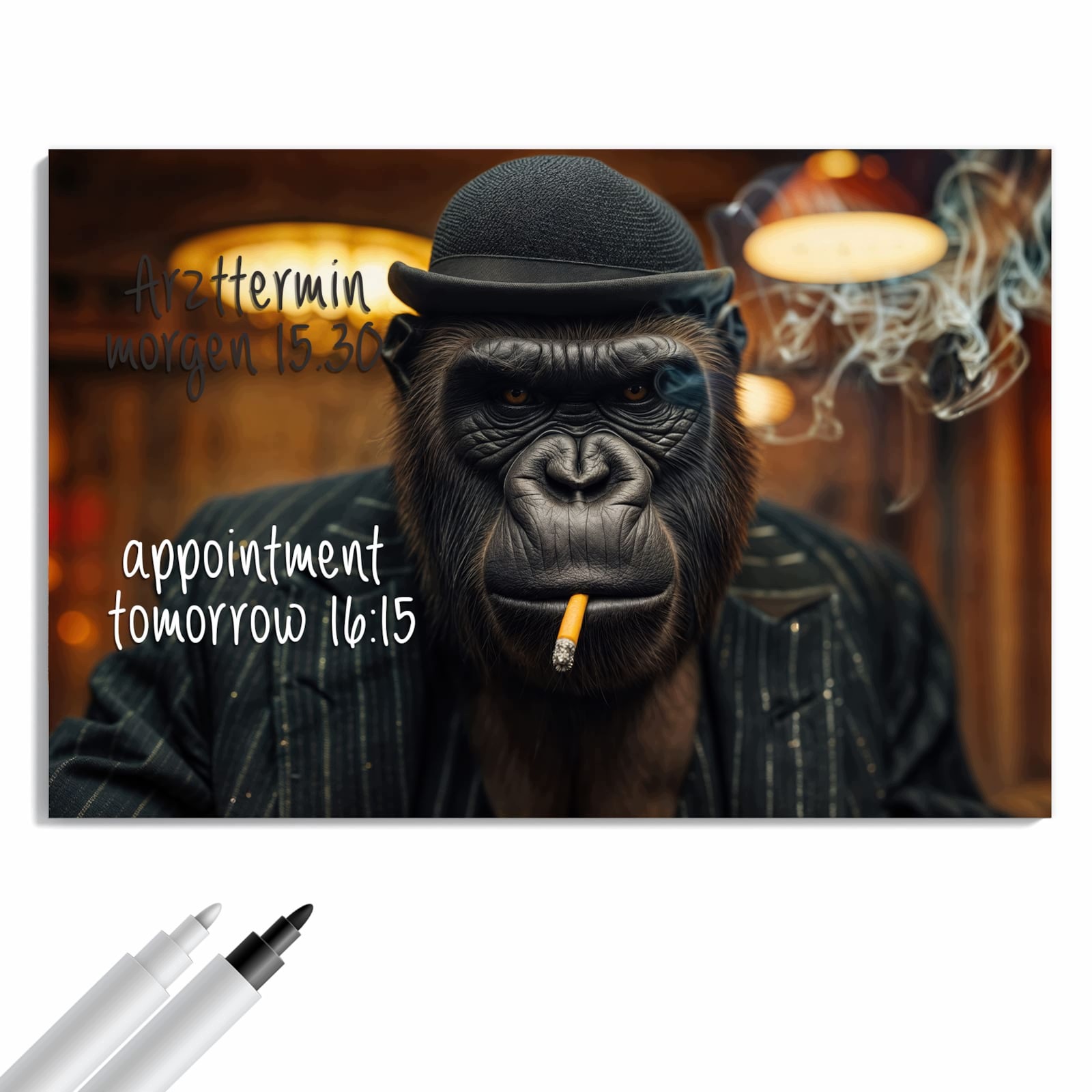 Magnetická tabule – obraz na zeď Kouřící gorila | 90 × 60 cm