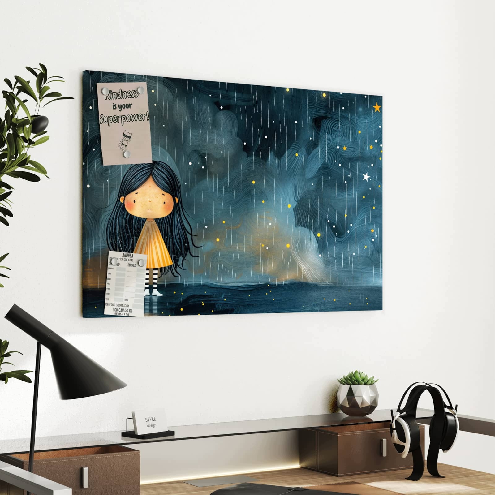 Magnetická tabule – obraz na zeď Dívka v dešti | 60 × 40 cm
