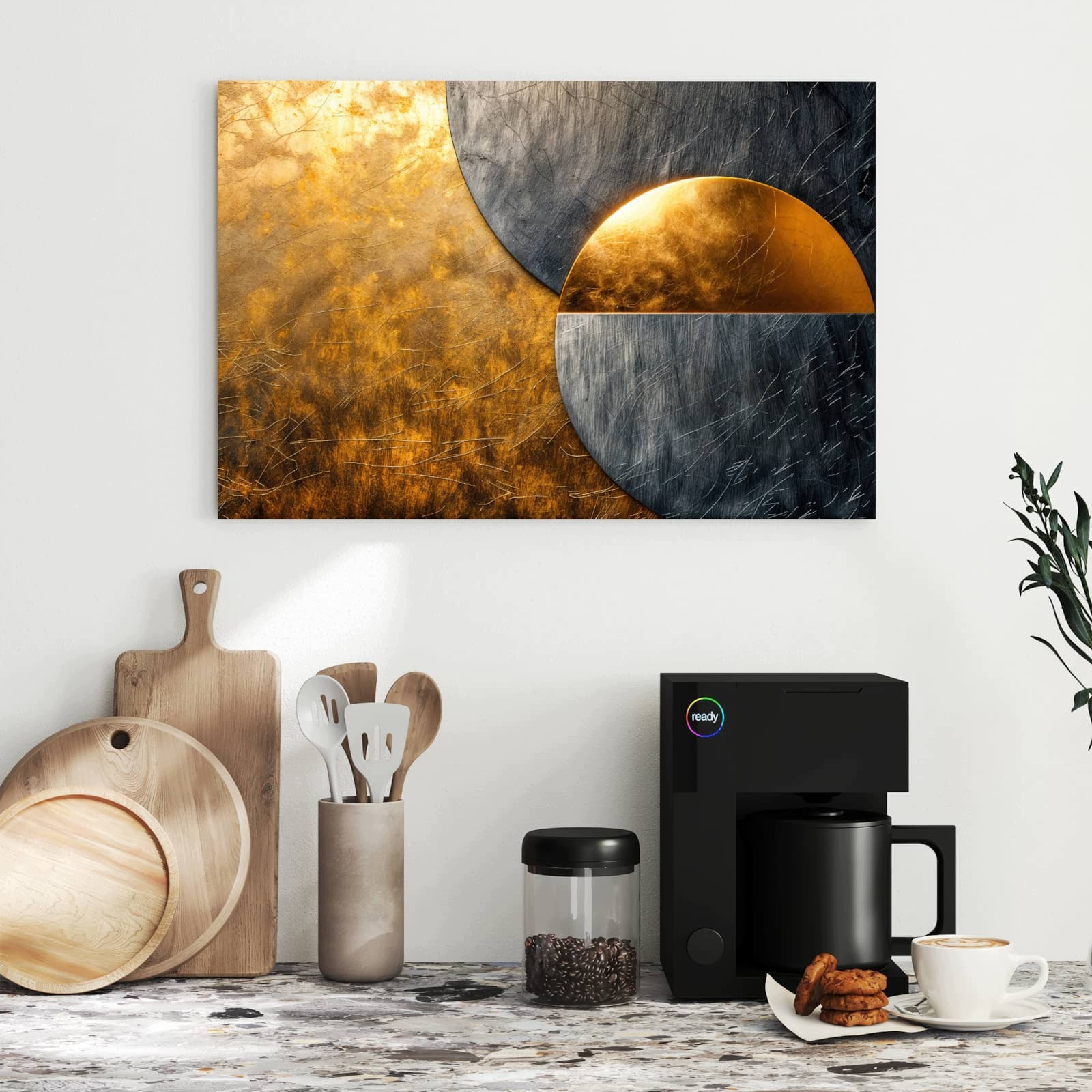 Magnetická tabule – obraz na zeď Zlatá a stříbrná kovová kolečka | 60 × 40 cm