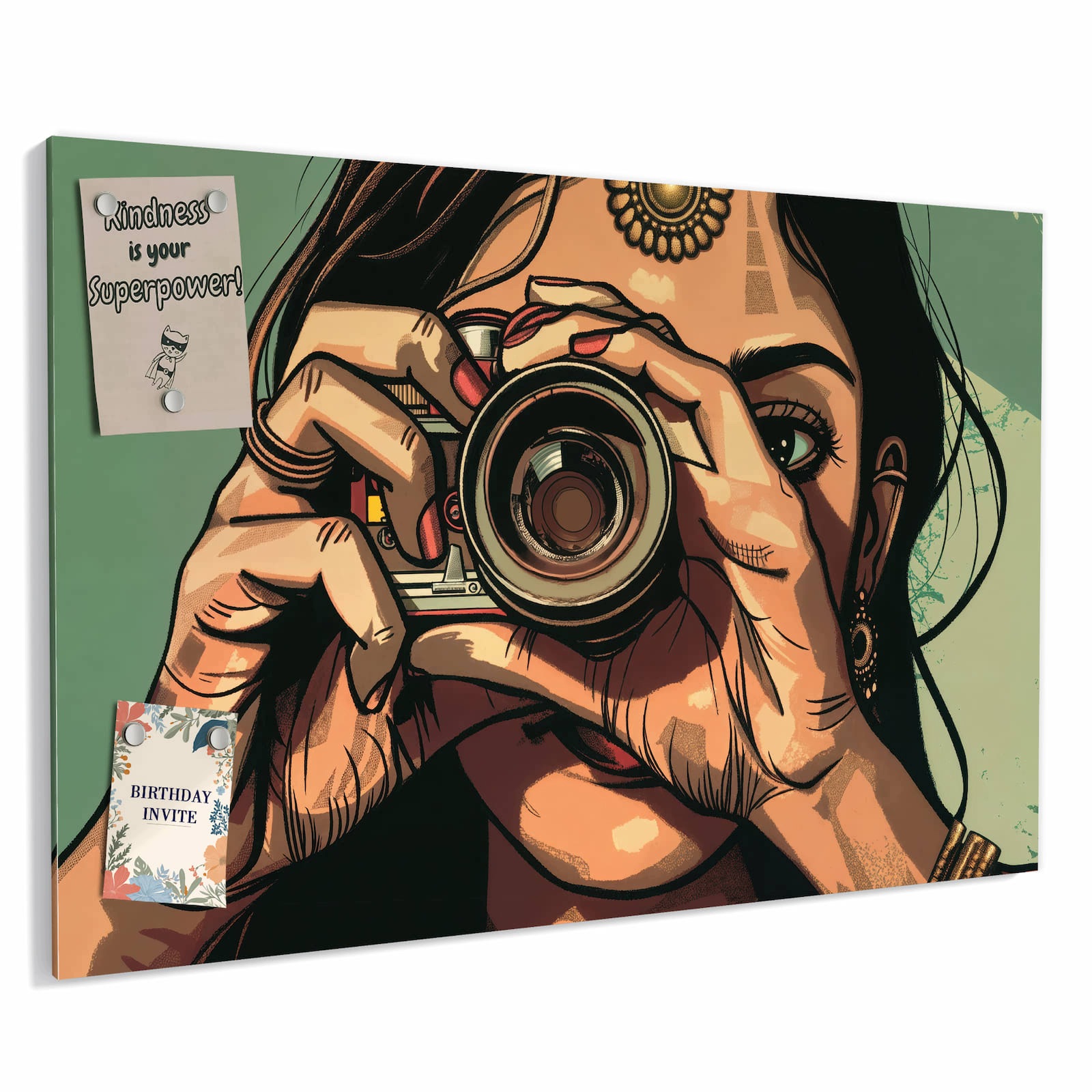 Magnetická tabule – obraz na zeď Žena s fotoaparátem | 60 × 40 cm