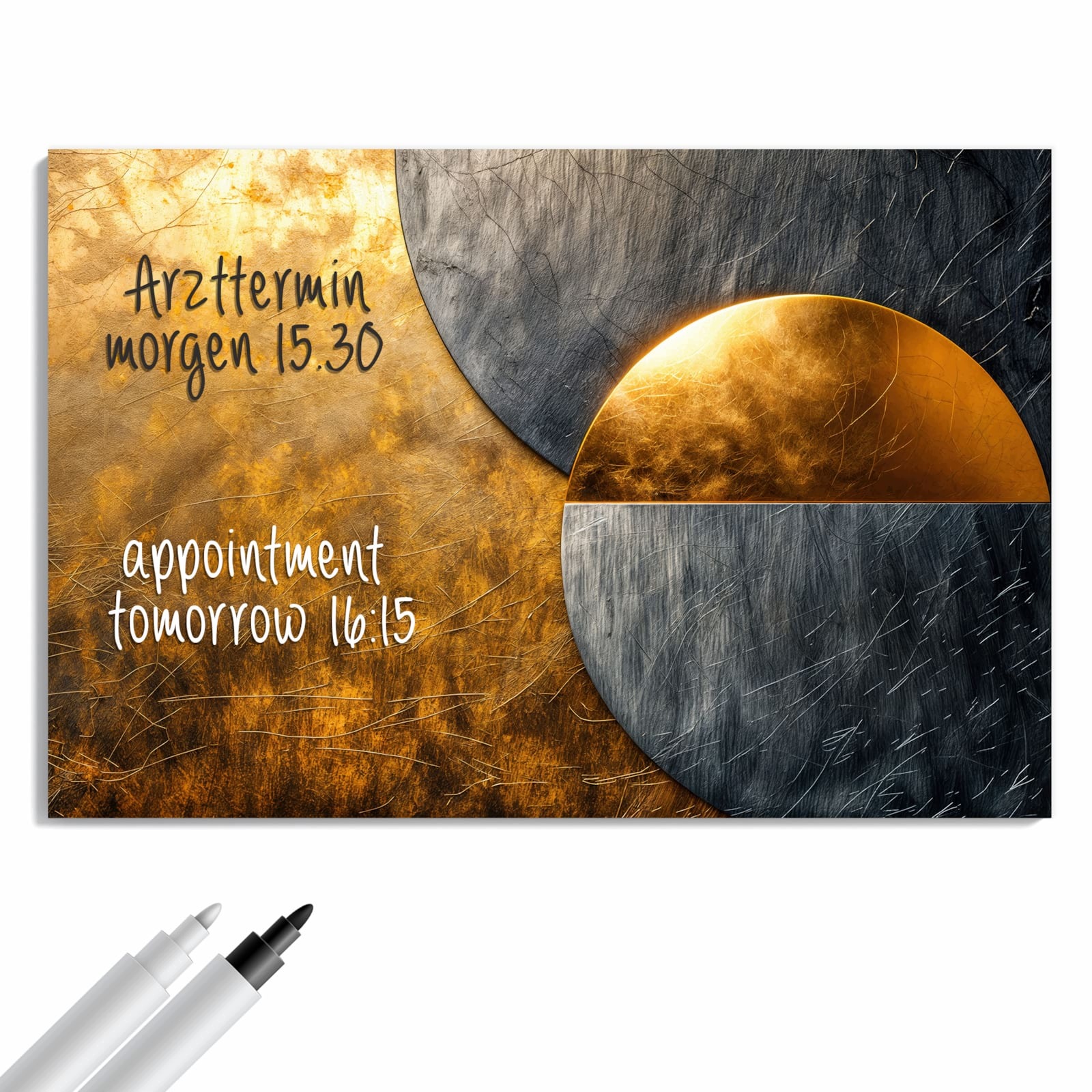 Magnetická tabule – obraz na zeď Zlatá a stříbrná kovová kolečka | 90 × 60 cm