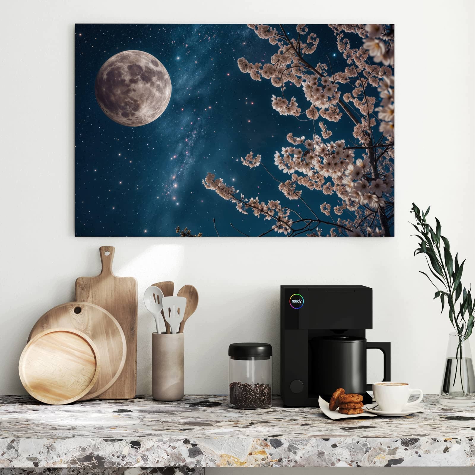Magnetická tabule – obraz na zeď Květiny v měsíčním světle | 90 × 60 cm