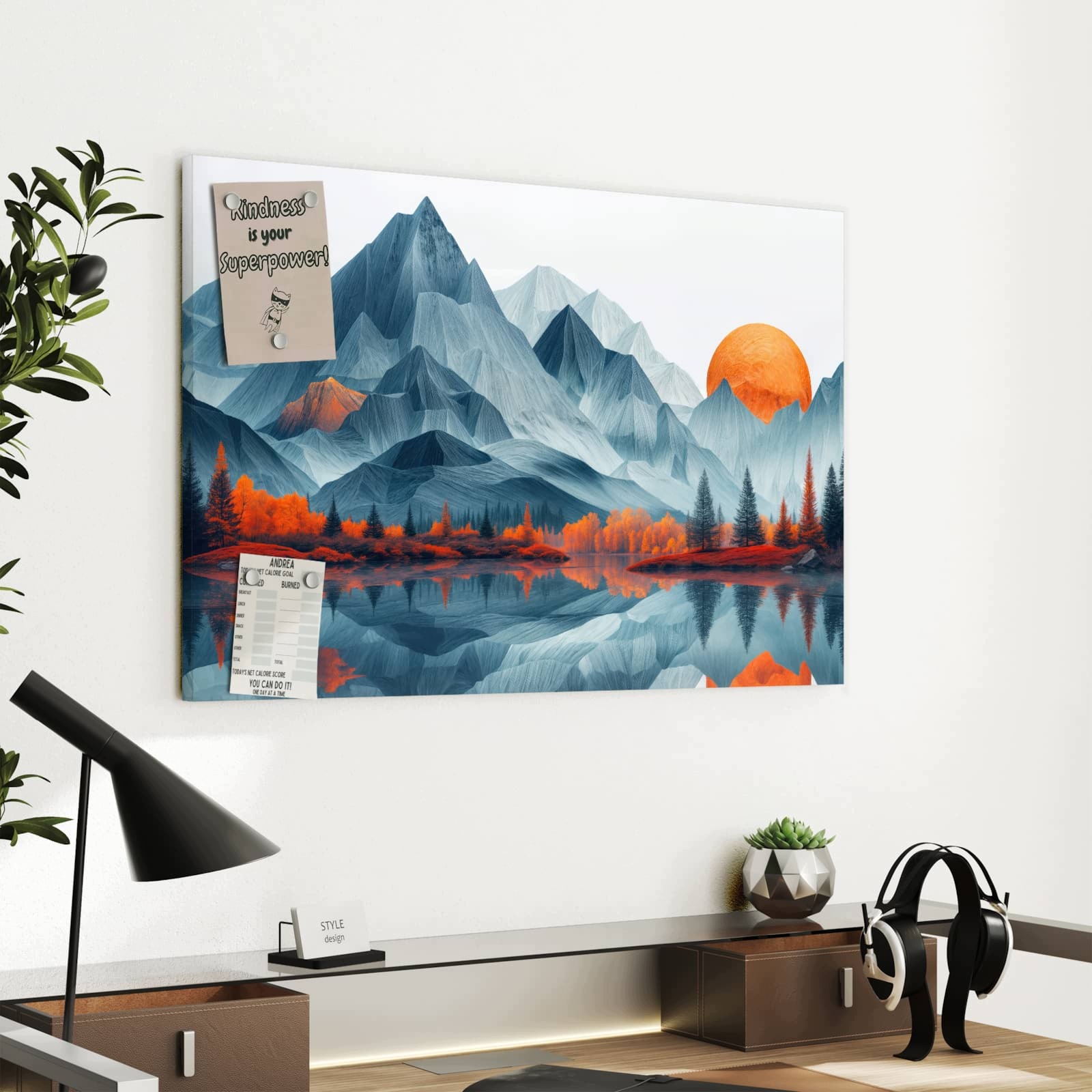 Magnetická tabule – obraz na zeď Hory s odrazem | 60 × 40 cm