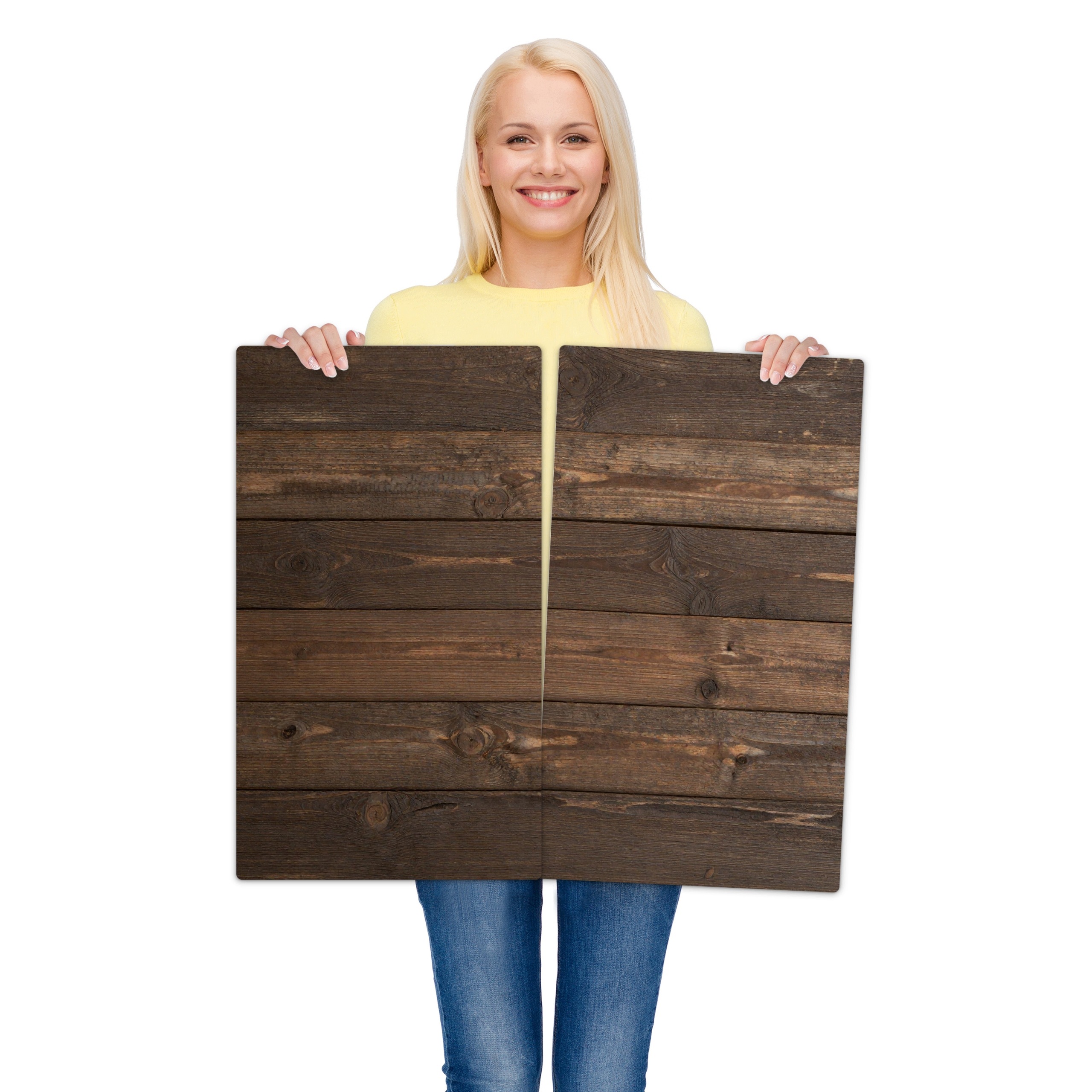 Skleněná ochranná deska za sporák a linku – Hnědé dřevo | 2 × 30 × 52 cm (sada 2 ks)