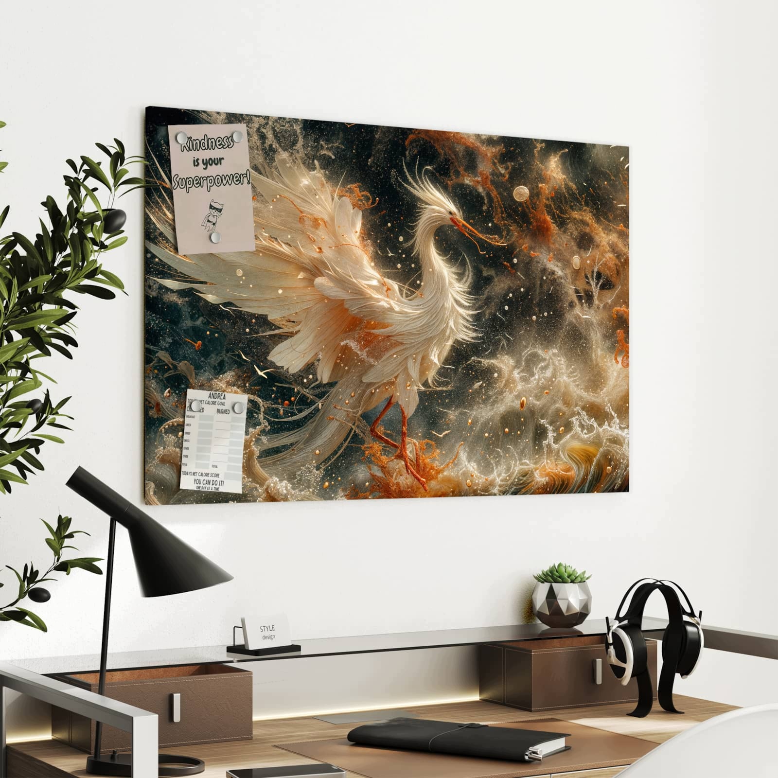 Magnetická tabule – obraz na zeď Elegantní pták | 90 × 60 cm