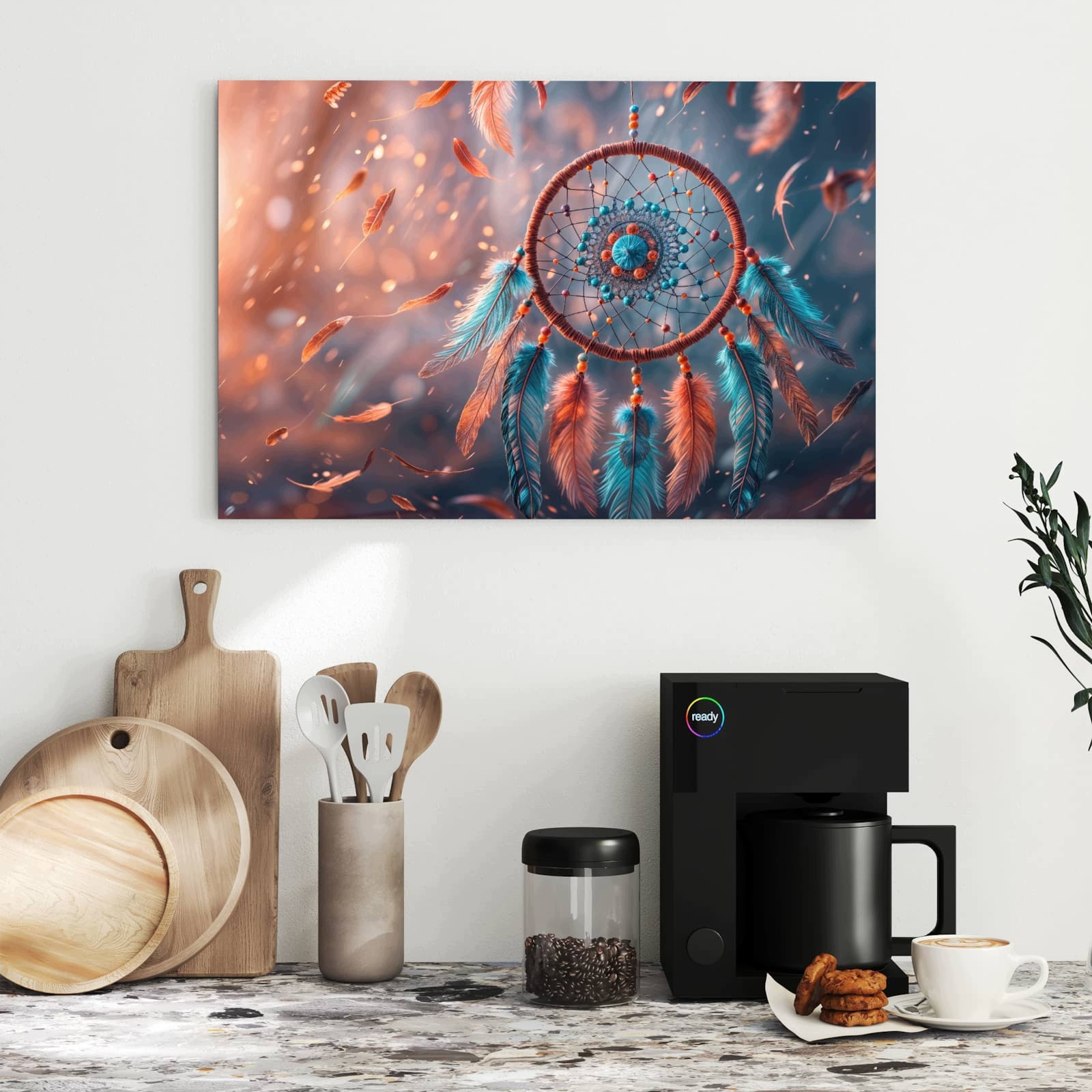 Magnetická tabule – obraz na zeď Lapač snů s peřím | 60 × 40 cm