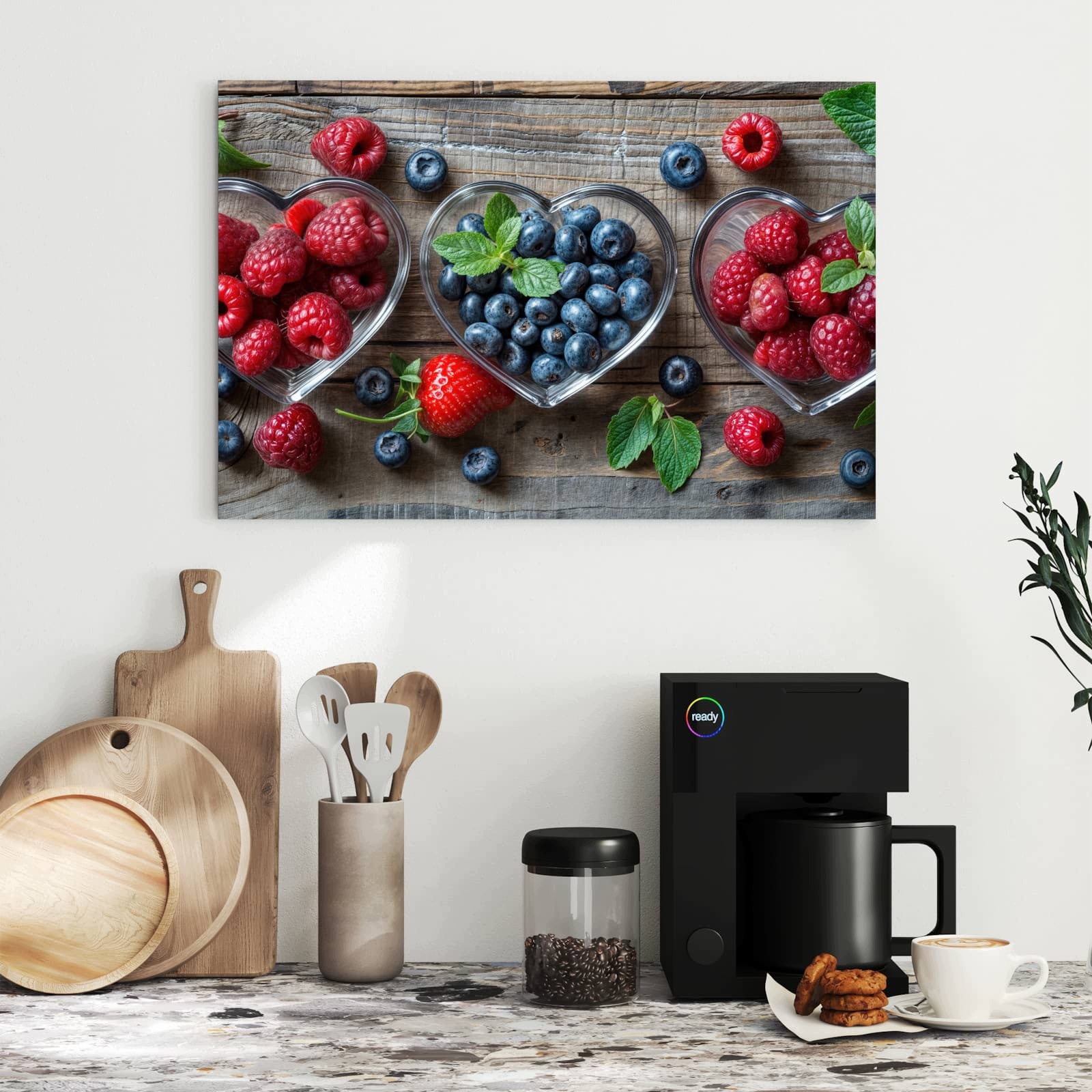 Magnetická tabule – obraz na zeď Misky v tvaru srdce bobule | 60 × 40 cm